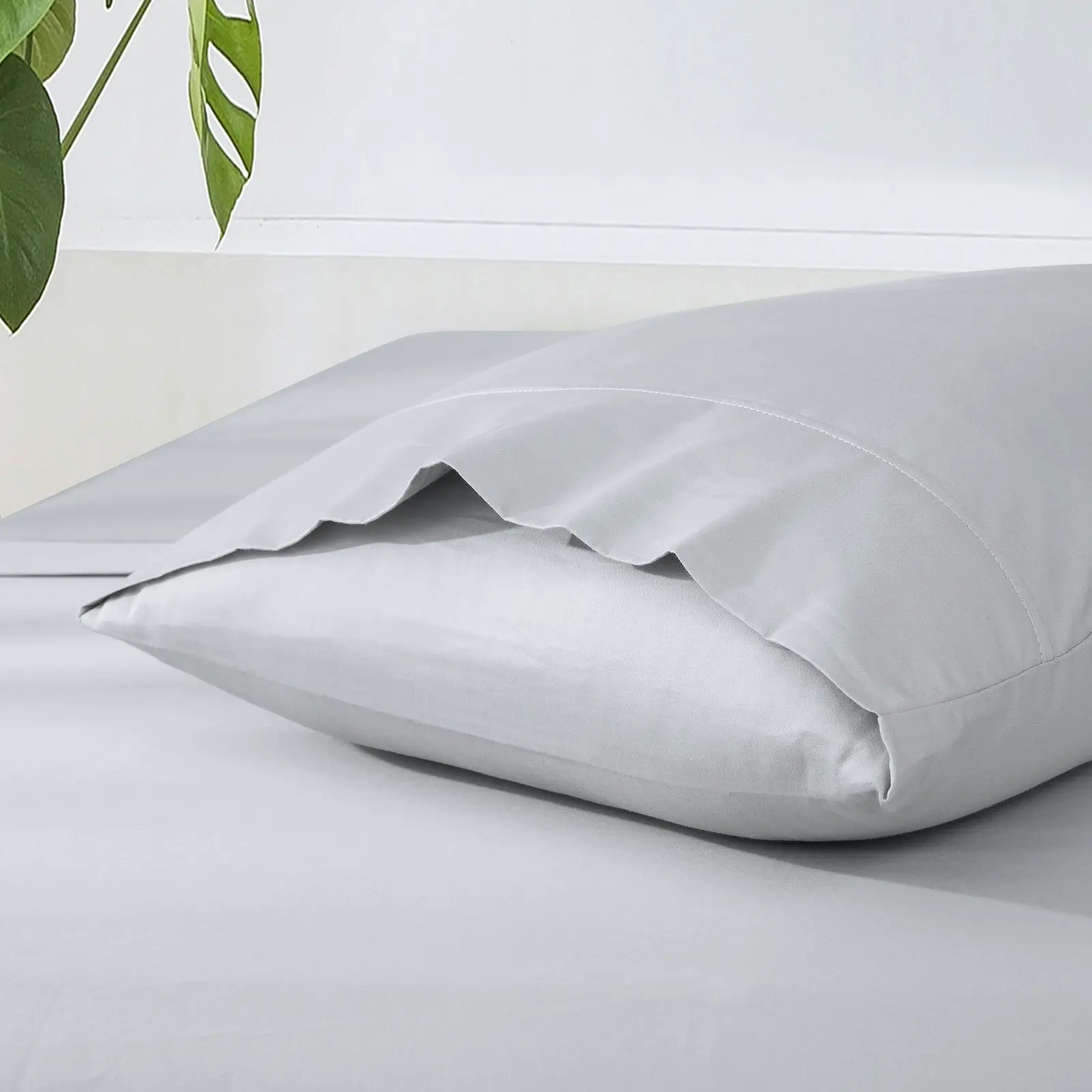 ESSN 500TC Cotton Sateen King Pillowcases Silver (Twin Pack)