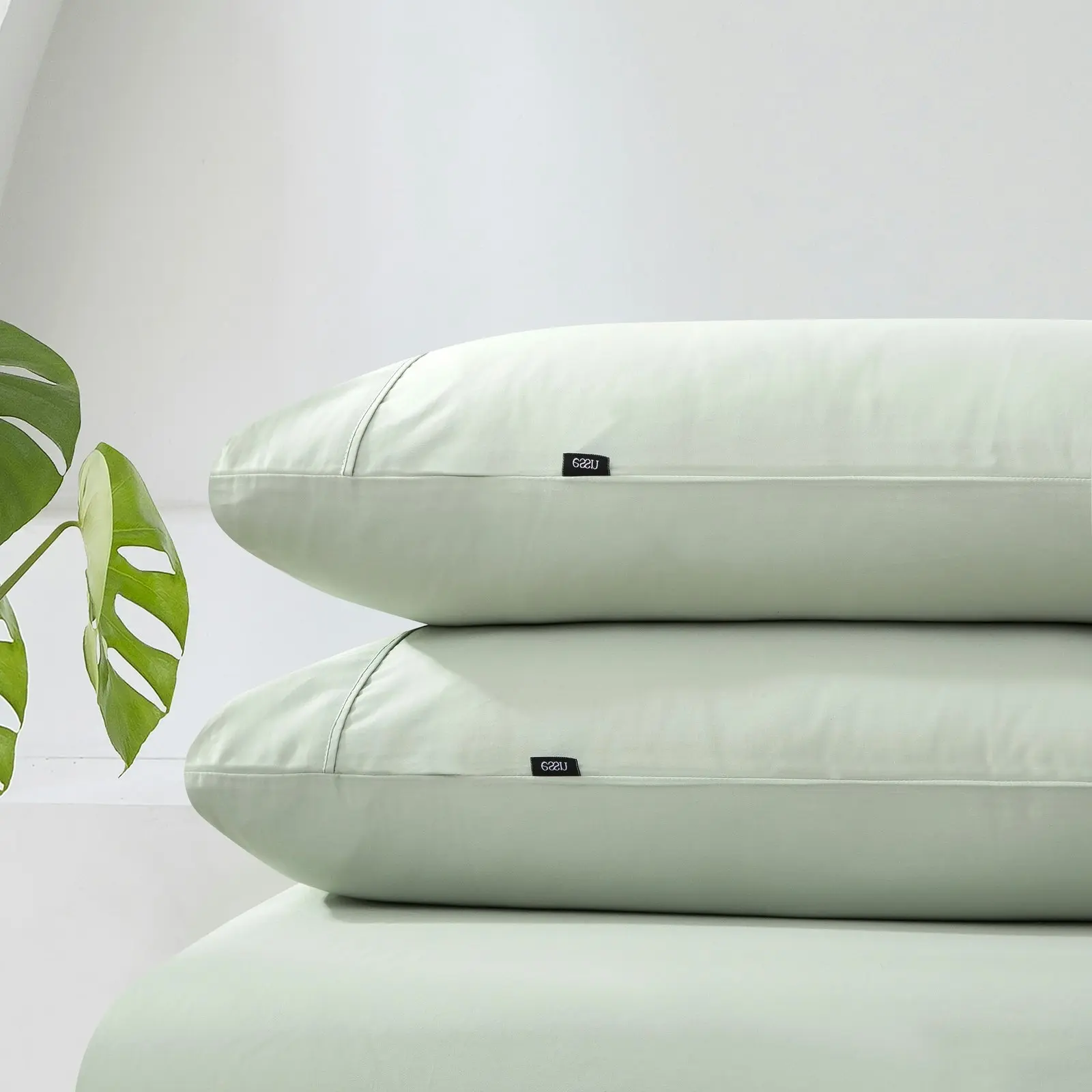 ESSN 500TC Cotton Sateen Standard Pillowcase Sage (Twin Pack)