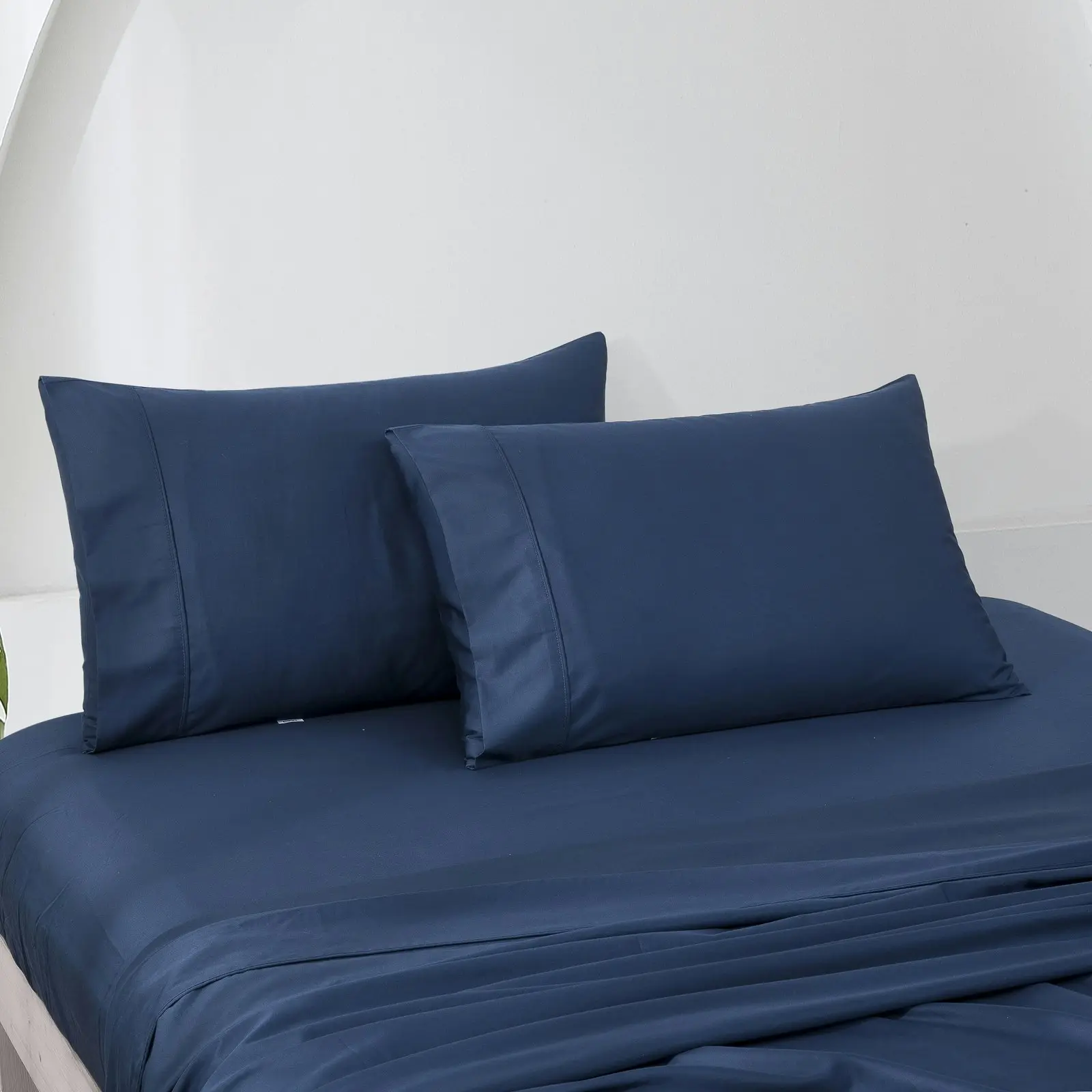 ESSN 500TC Cotton Sateen Standard Pillowcase Navy (Twin Pack)