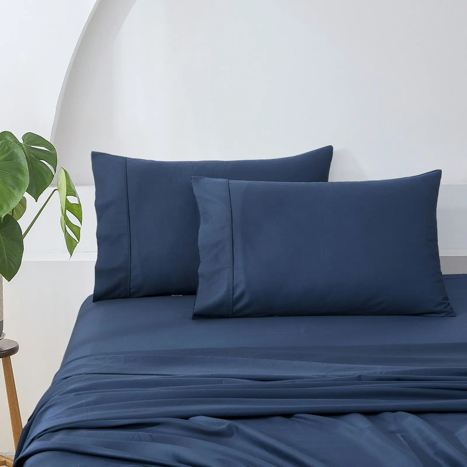 ESSN 500TC Cotton Sateen Standard Pillowcase Navy (Twin Pack)