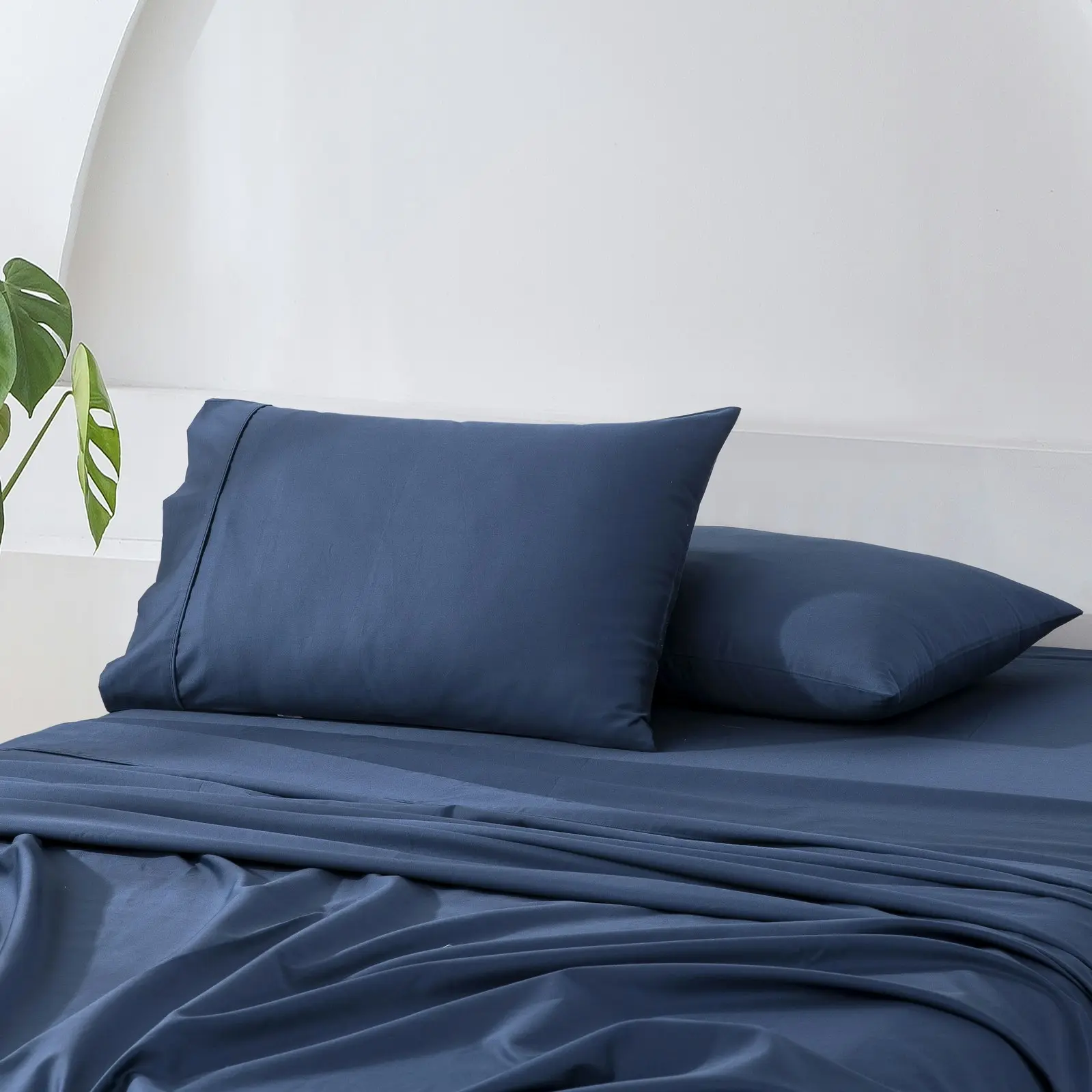 ESSN 500TC Cotton Sateen Standard Pillowcase Navy (Twin Pack)