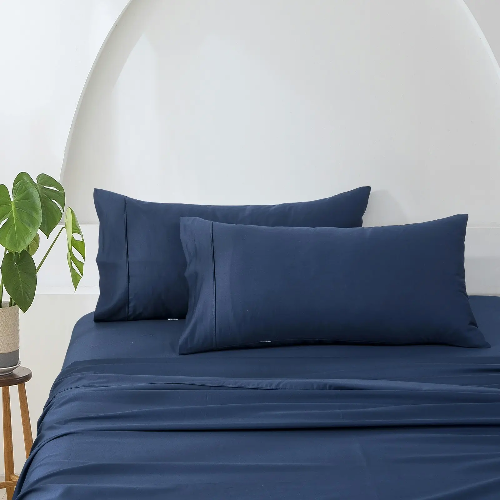 ESSN 500TC Cotton Sateen King Pillowcases Navy (Twin Pack)