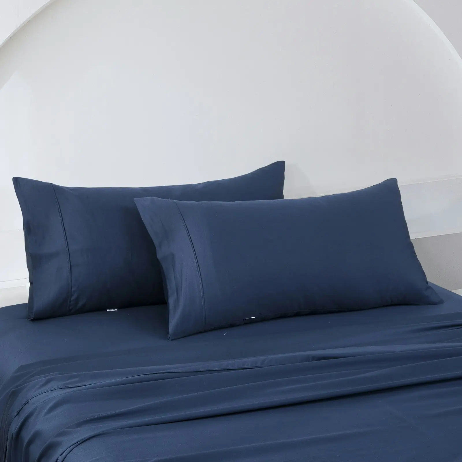 ESSN 500TC Cotton Sateen King Pillowcases Navy (Twin Pack)