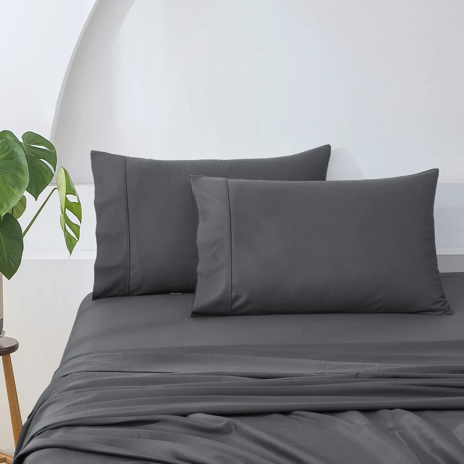 ESSN 500TC Cotton Sateen Standard Pillowcase Charcoal (Twin Pack)