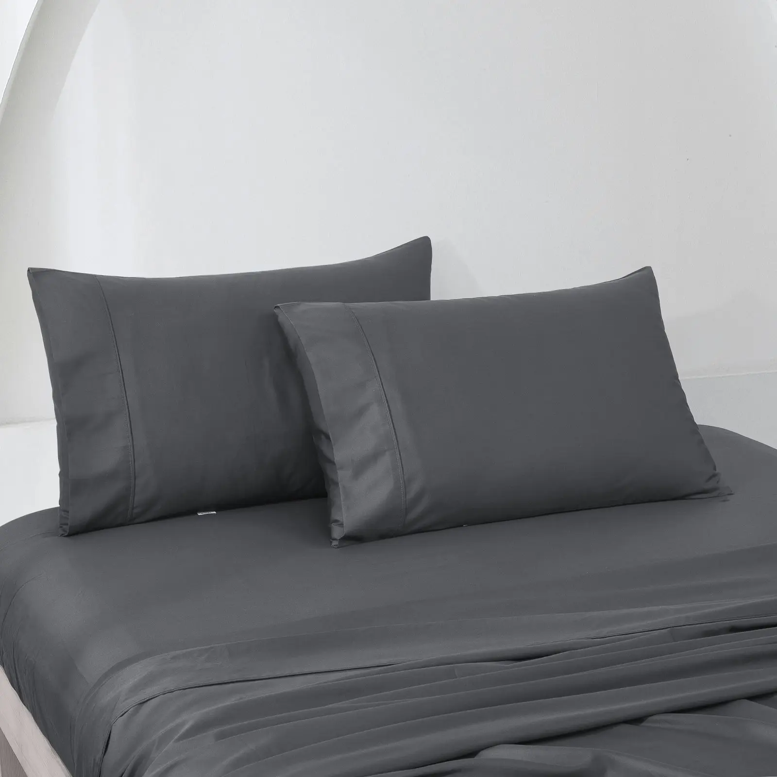 ESSN 500TC Cotton Sateen Standard Pillowcase Charcoal (Twin Pack)