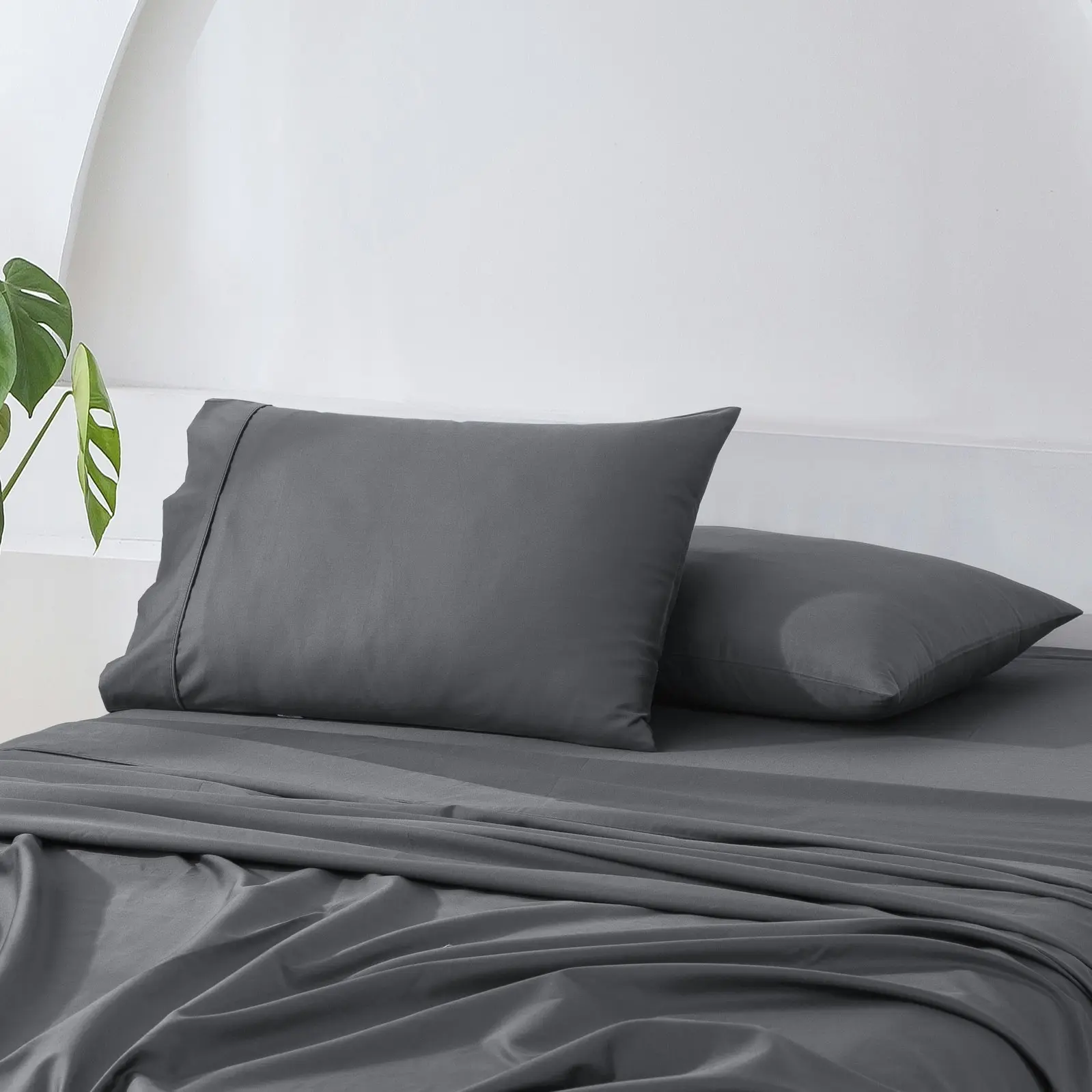 ESSN 500TC Cotton Sateen Standard Pillowcase Charcoal (Twin Pack)