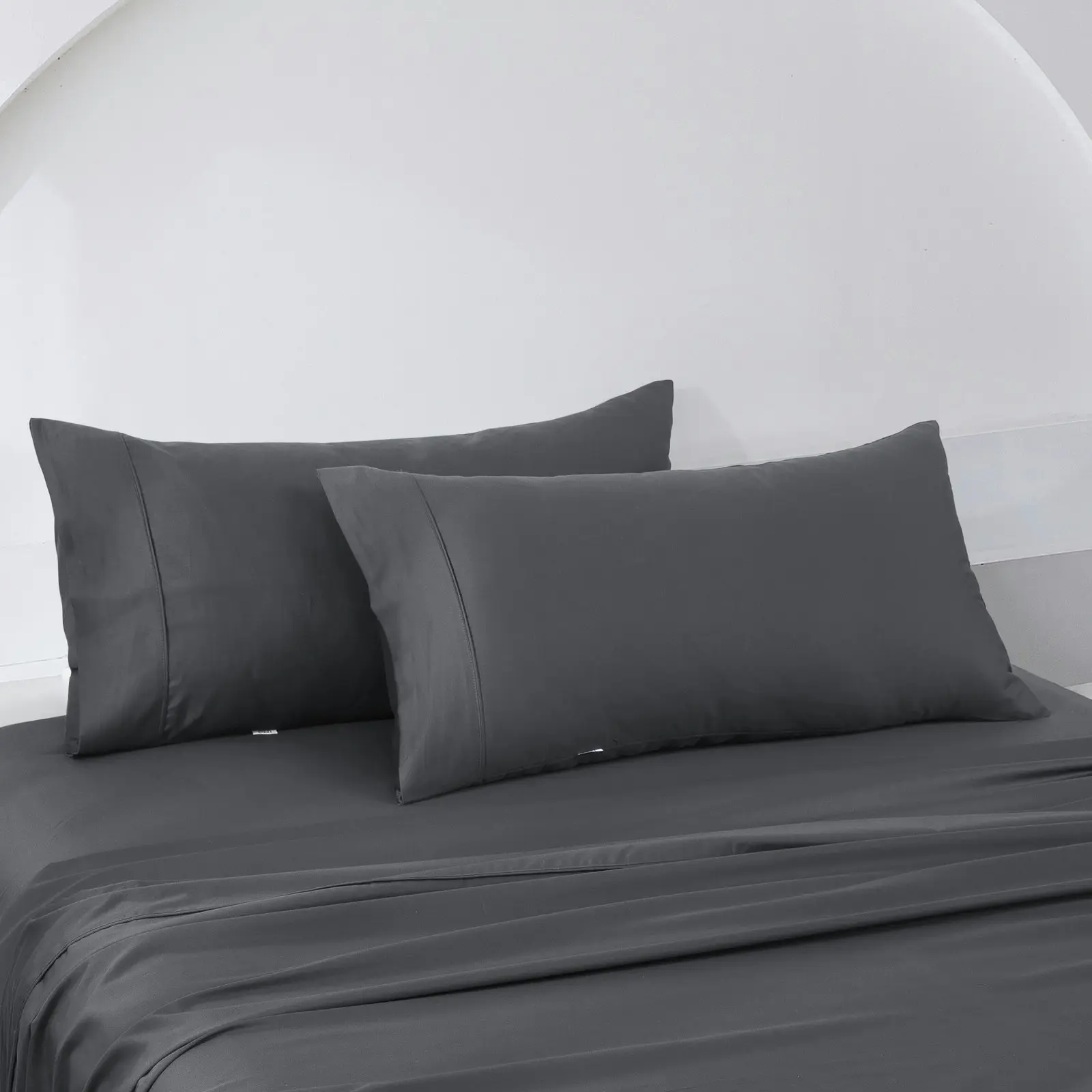 ESSN 500TC Cotton Sateen King Pillowcases Charcoal (Twin Pack)