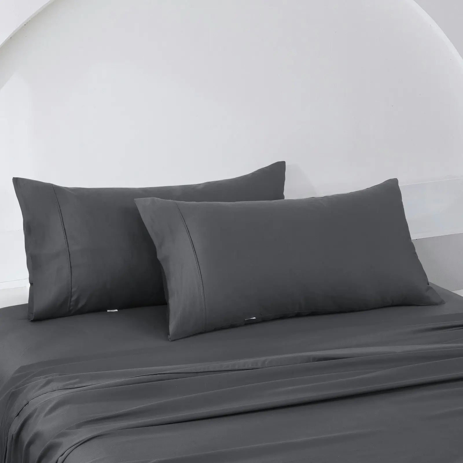 ESSN 500TC Cotton Sateen King Pillowcases Charcoal (Twin Pack)