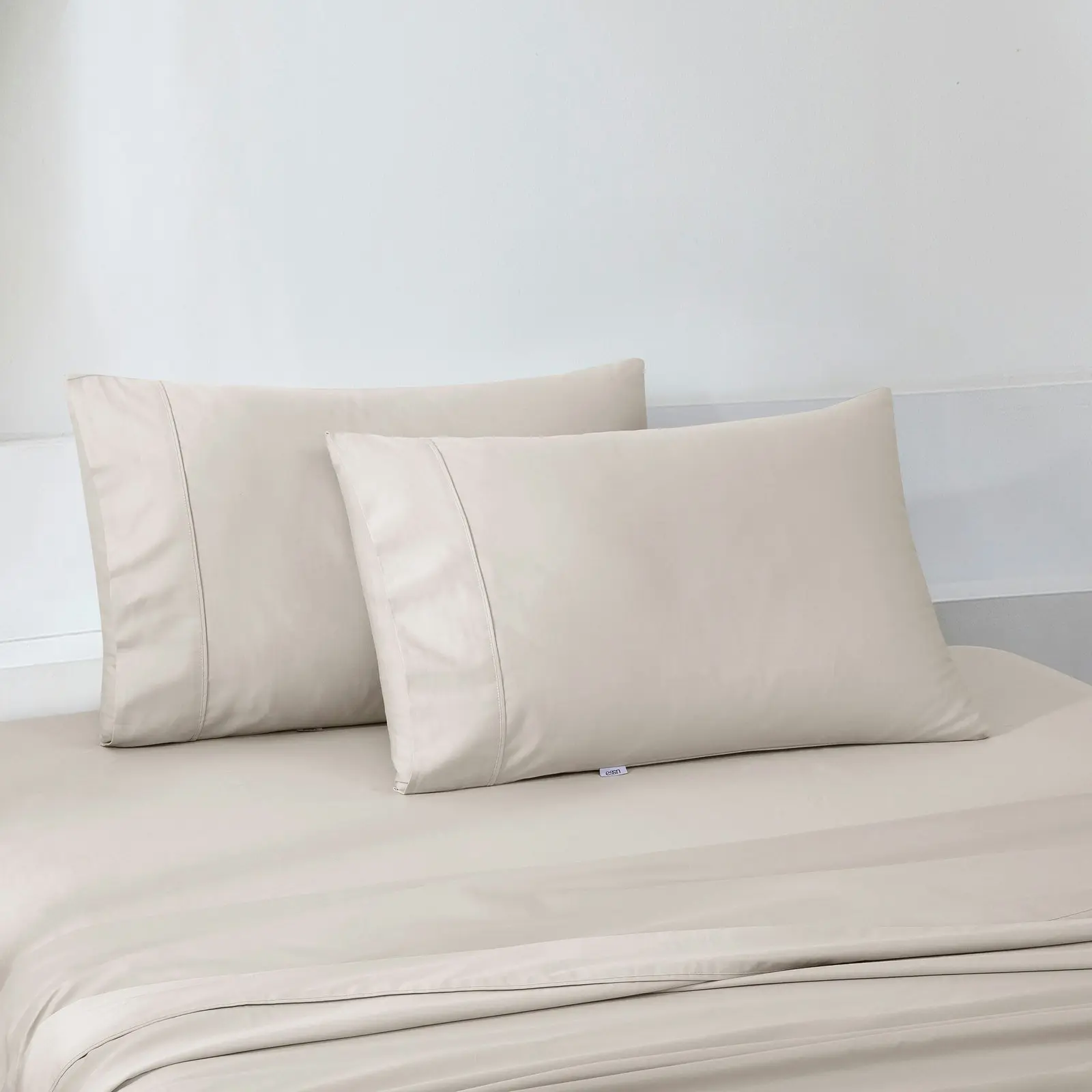 ESSN 500TC Cotton Sateen Standard Pillowcase Stone (Twin Pack)