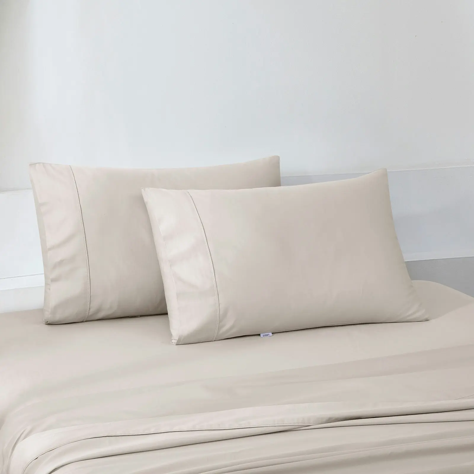 ESSN 500TC Cotton Sateen Standard Pillowcase Stone (Twin Pack)