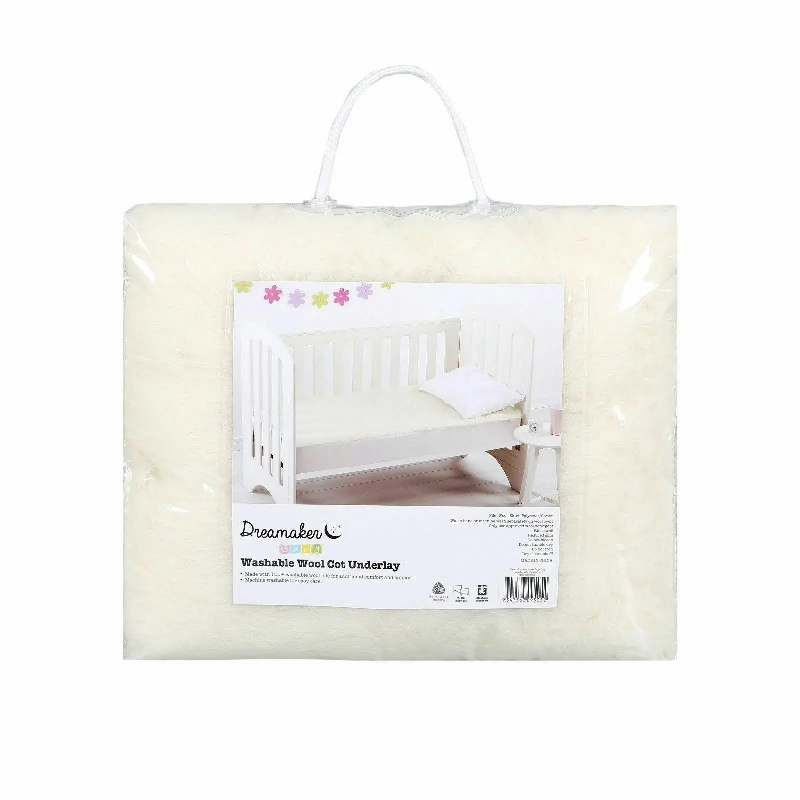 Dreamaker Baby Washable Wool Cot Underlay Standard