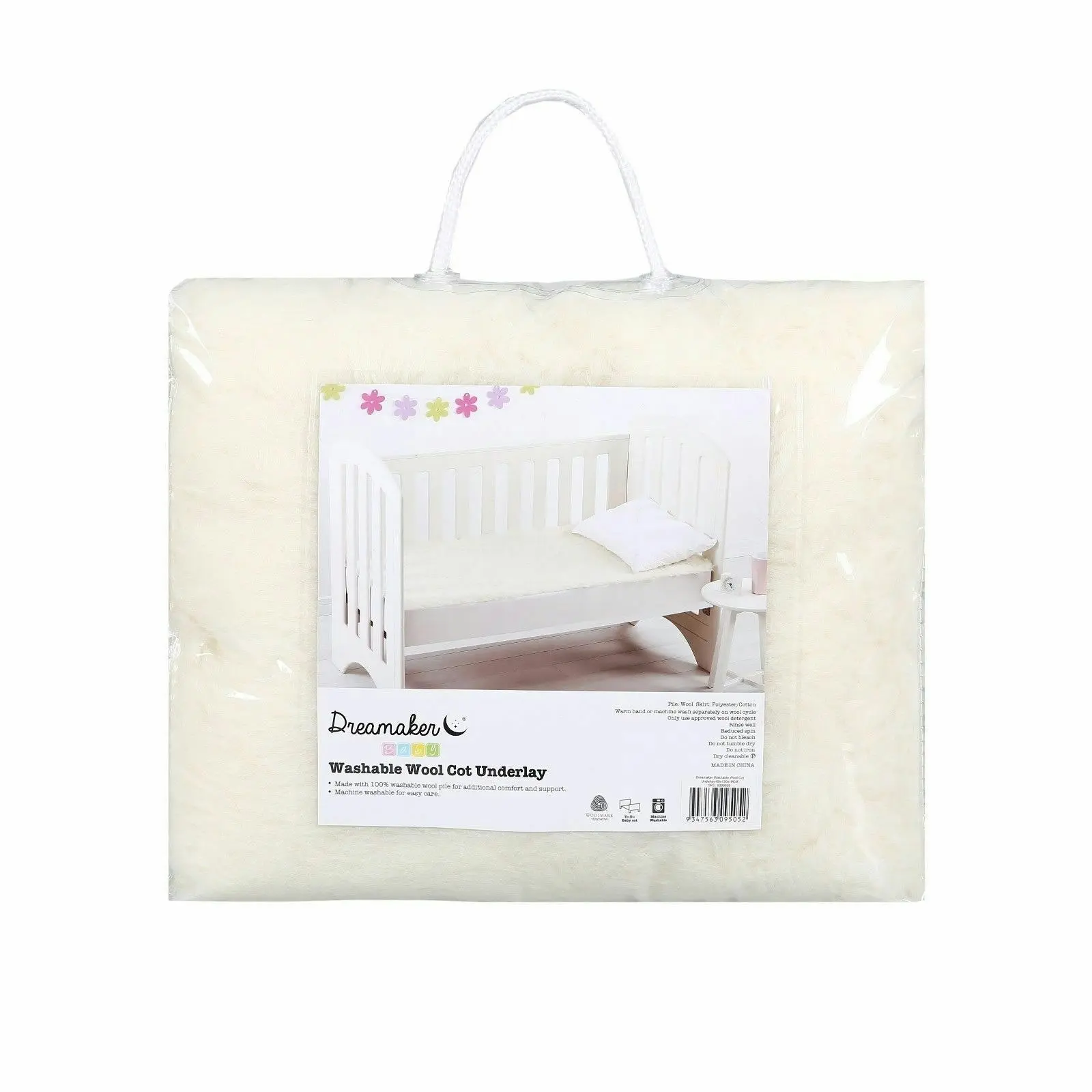 Dreamaker Baby Washable Wool Cot Underlay Standard