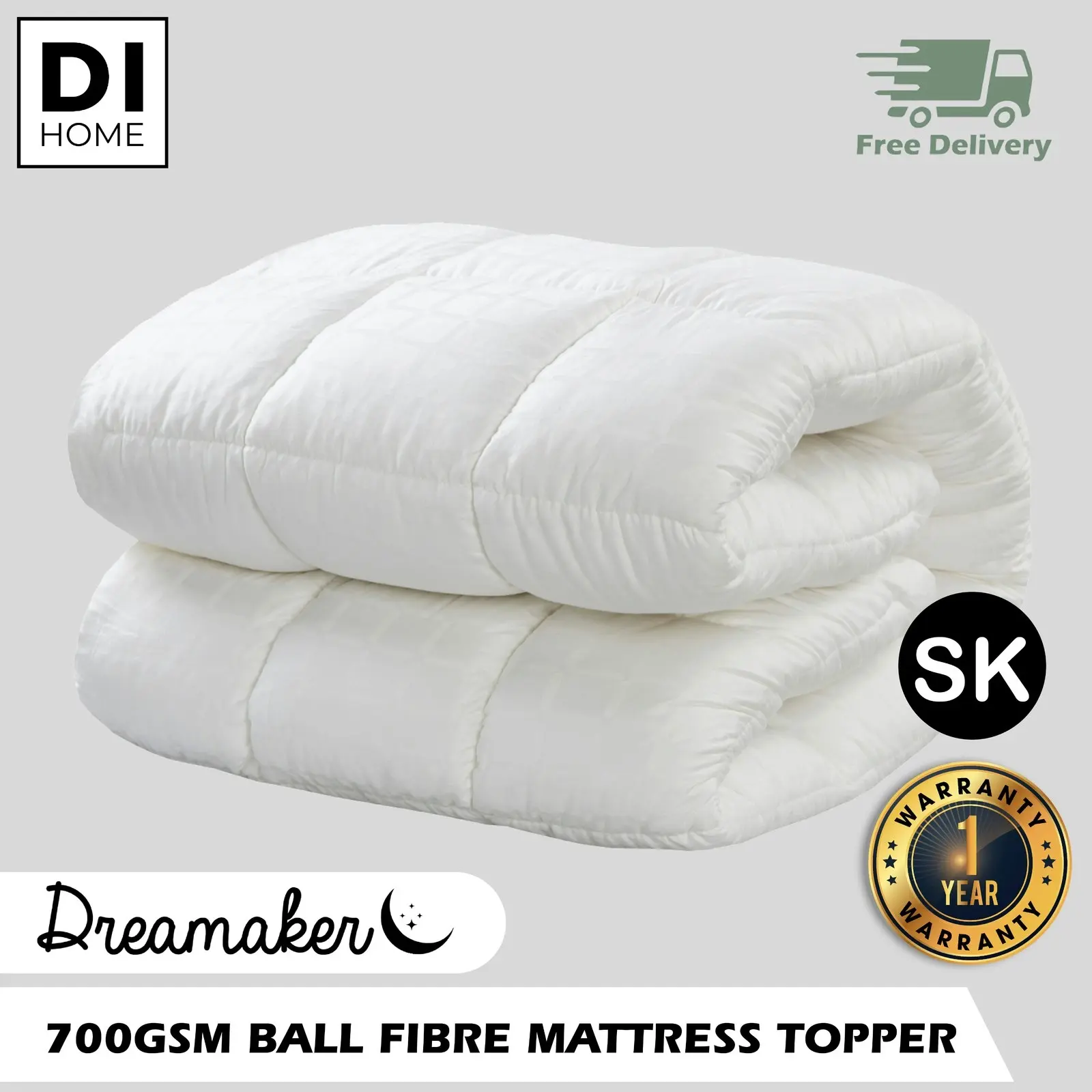 Dreamaker 700GSM Ball Fibre Mattress Topper Super King Bed