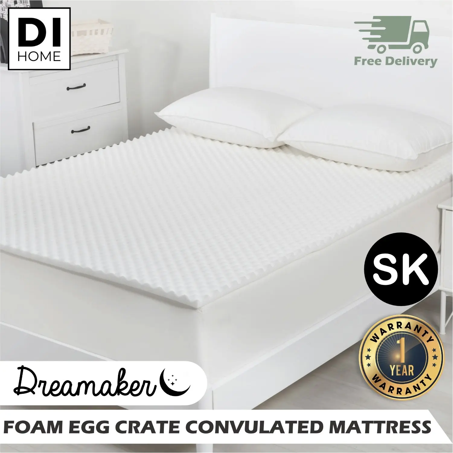 Dreamaker Egg Crate Convoluted Foam Underlay Super King Bed