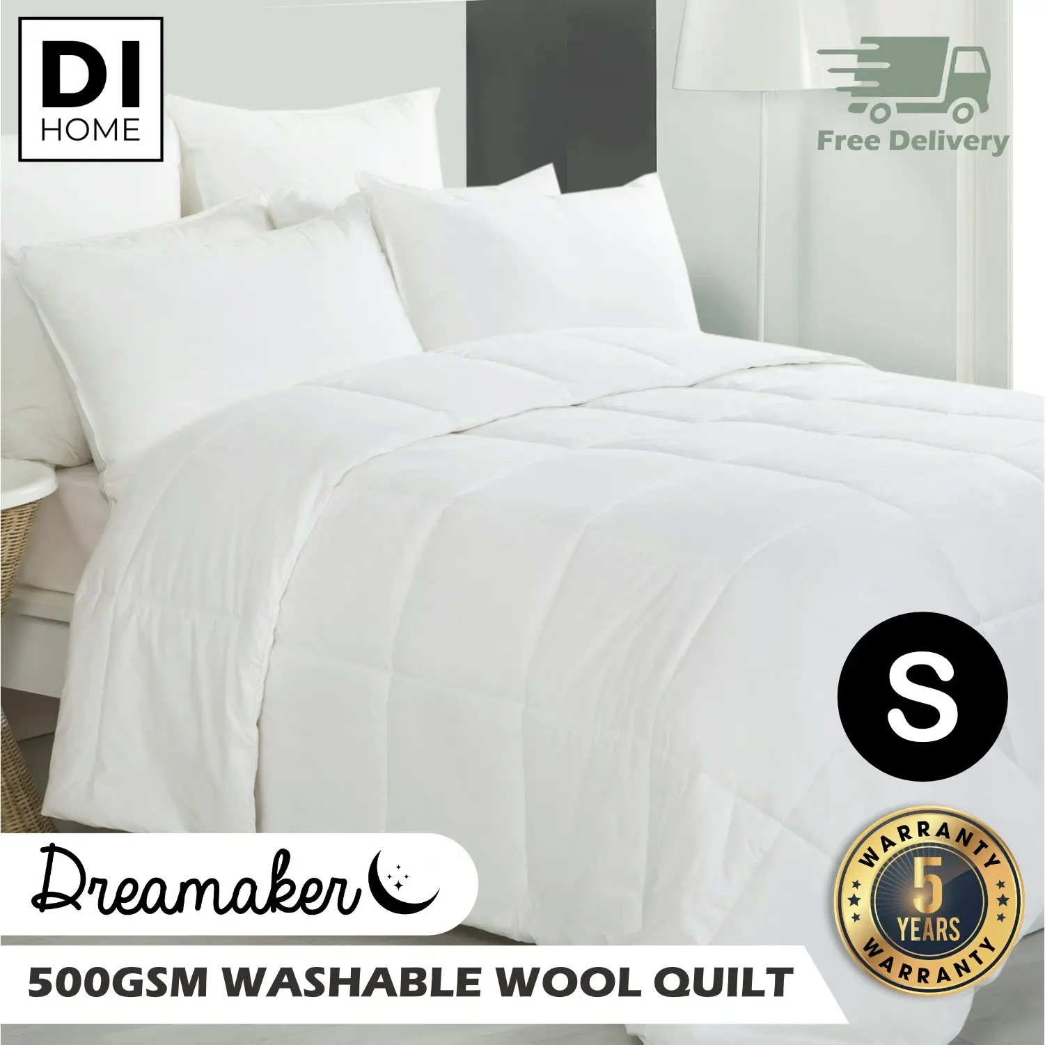 Dreamaker 500GSM Australian Washable Wool Quilt Single Bed