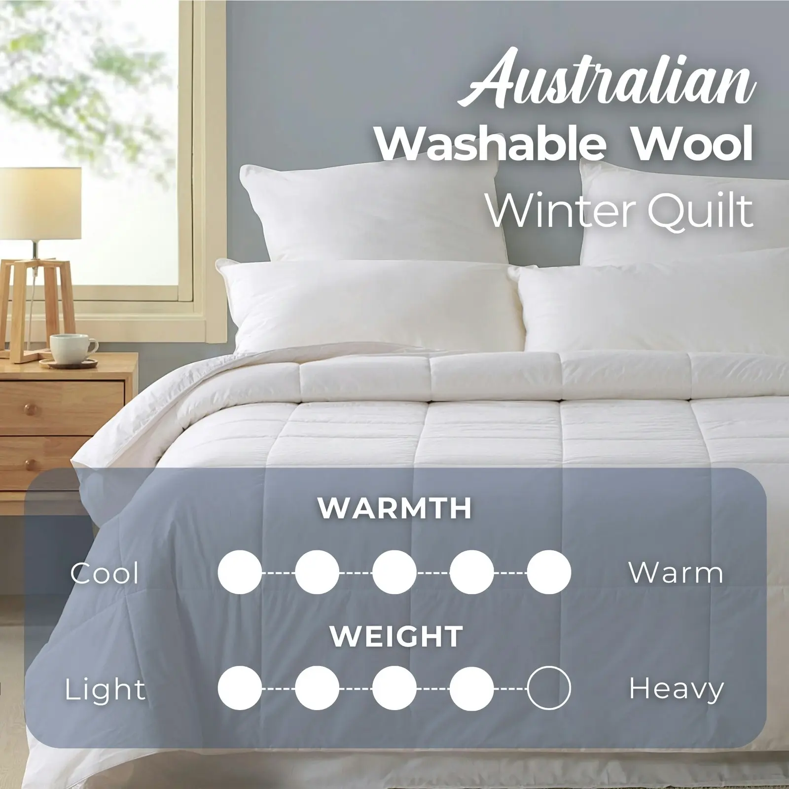 Dreamaker 500GSM Australian Washable Wool Quilt Single Bed