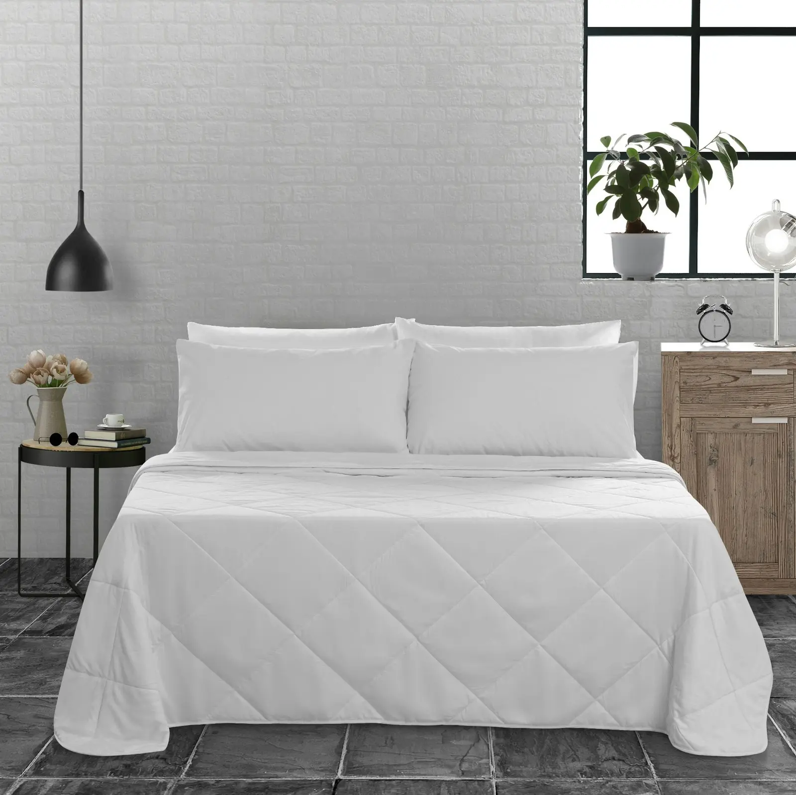 Natural Home Summer Bamboo Quilt 250gsm - White - Double Bed