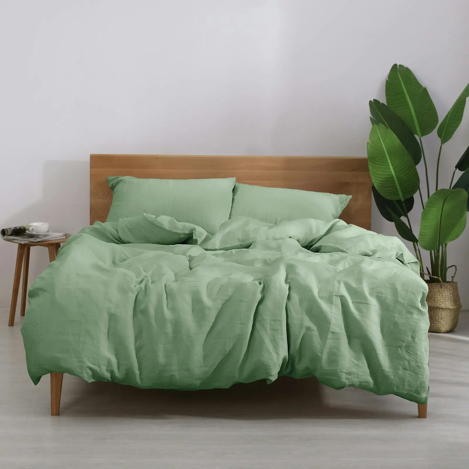 Natural Home Linen 100% European Flax Linen Quilt Cover Set - Sage - Single Bed