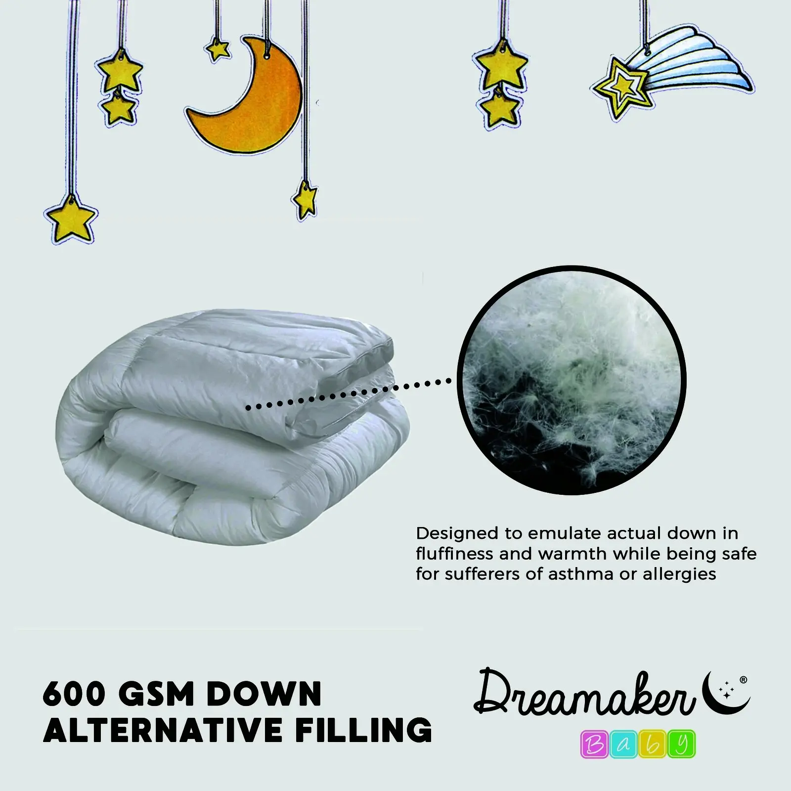 Dreamaker Baby Down Alternative Microfibre Cot Size Mattress Topper Boori