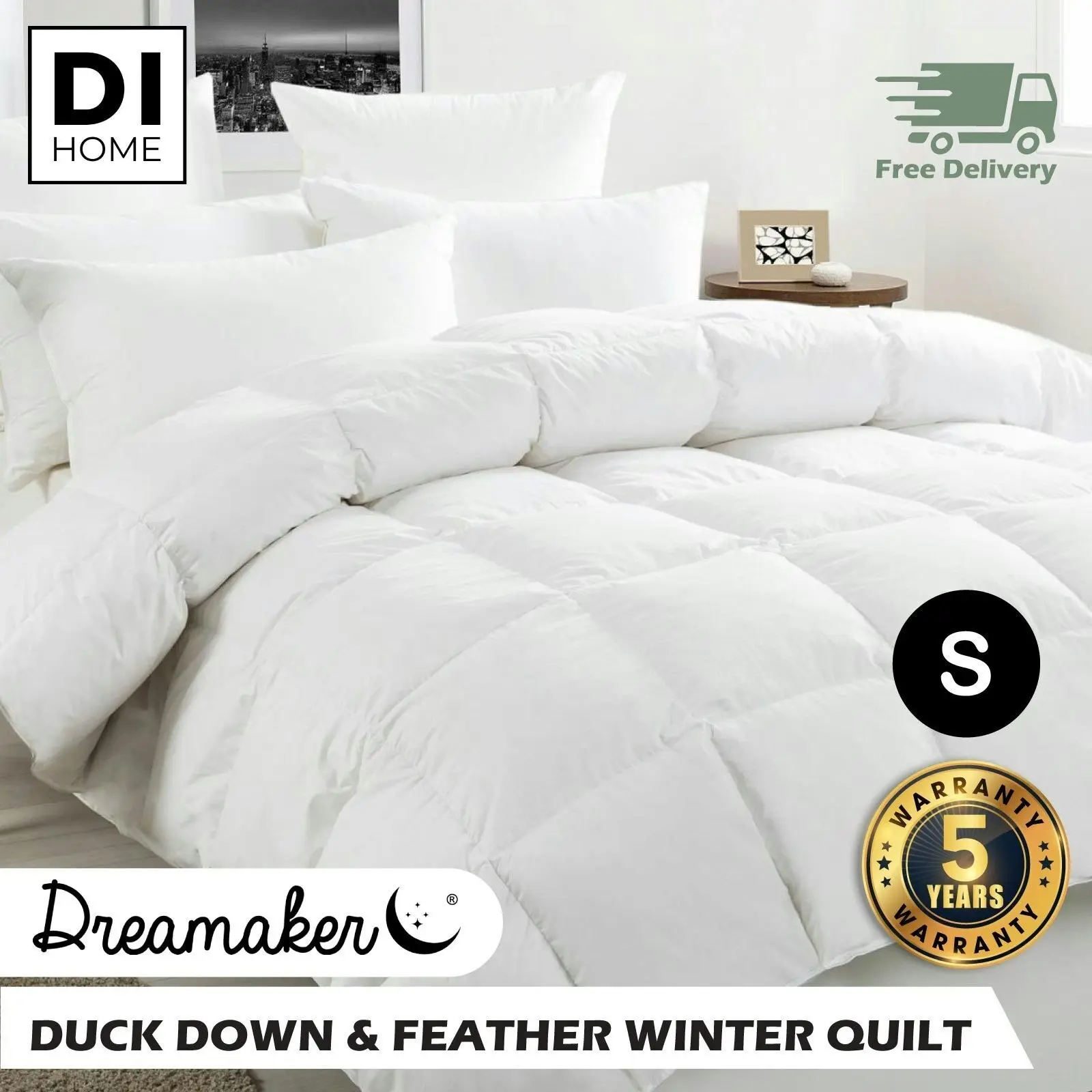 Dreamaker 50/50 White Duck Down & Feather Winterweight Quilt - Single Bed