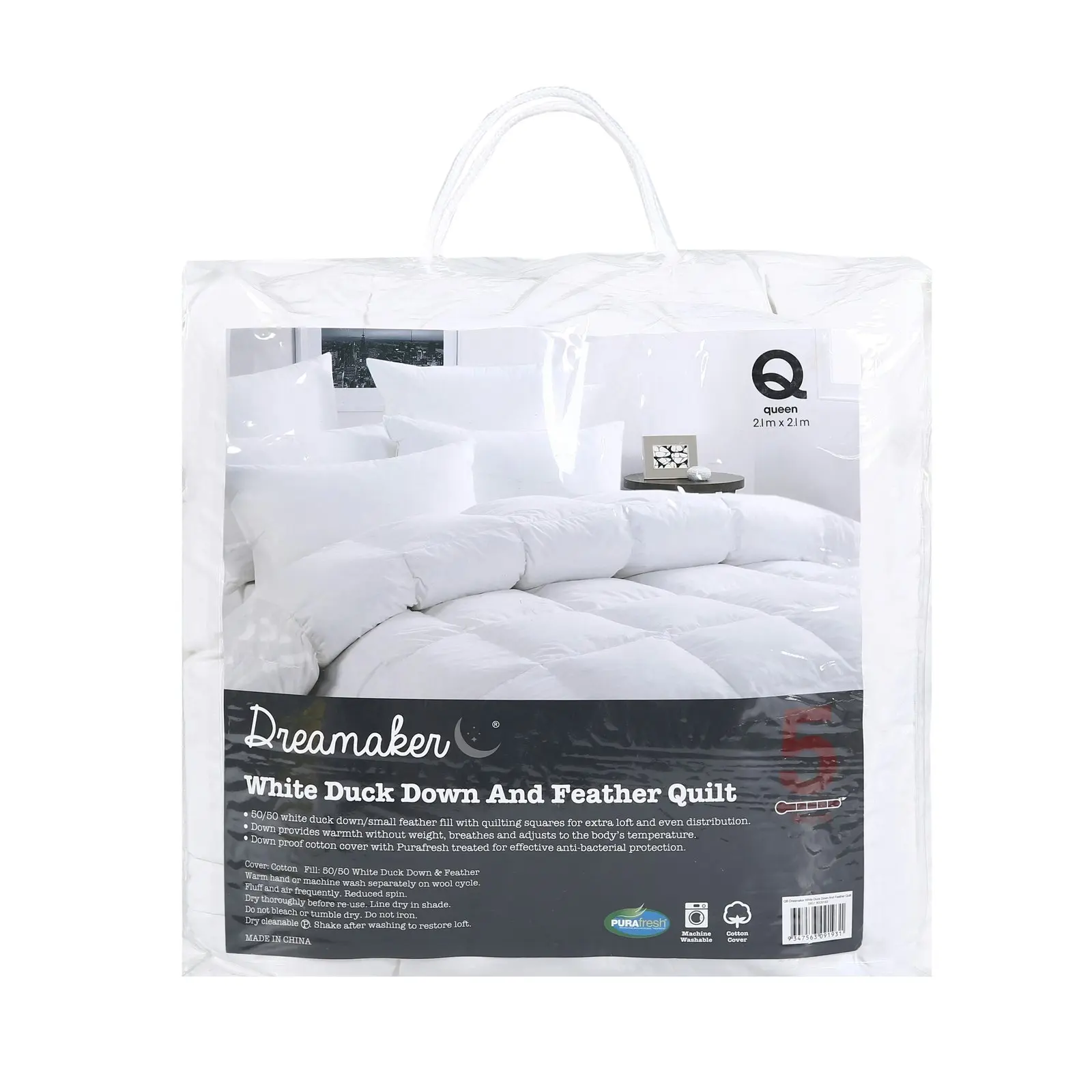 Dreamaker 50/50 White Duck Down & Feather Winterweight Quilt - Single Bed