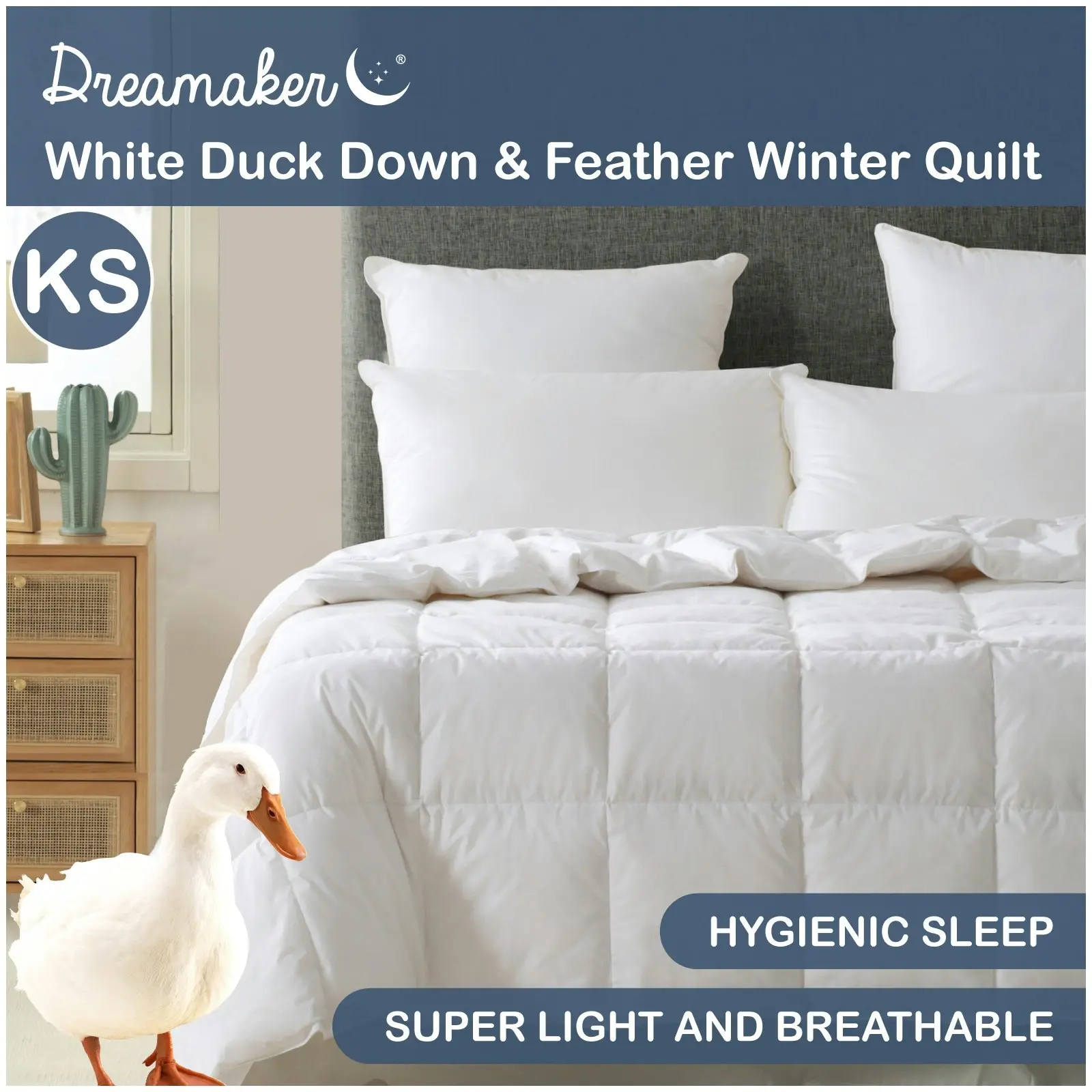 Dreamaker White Duck Down & Feather Winter Quilt King Single Bed (TW Exclusive)