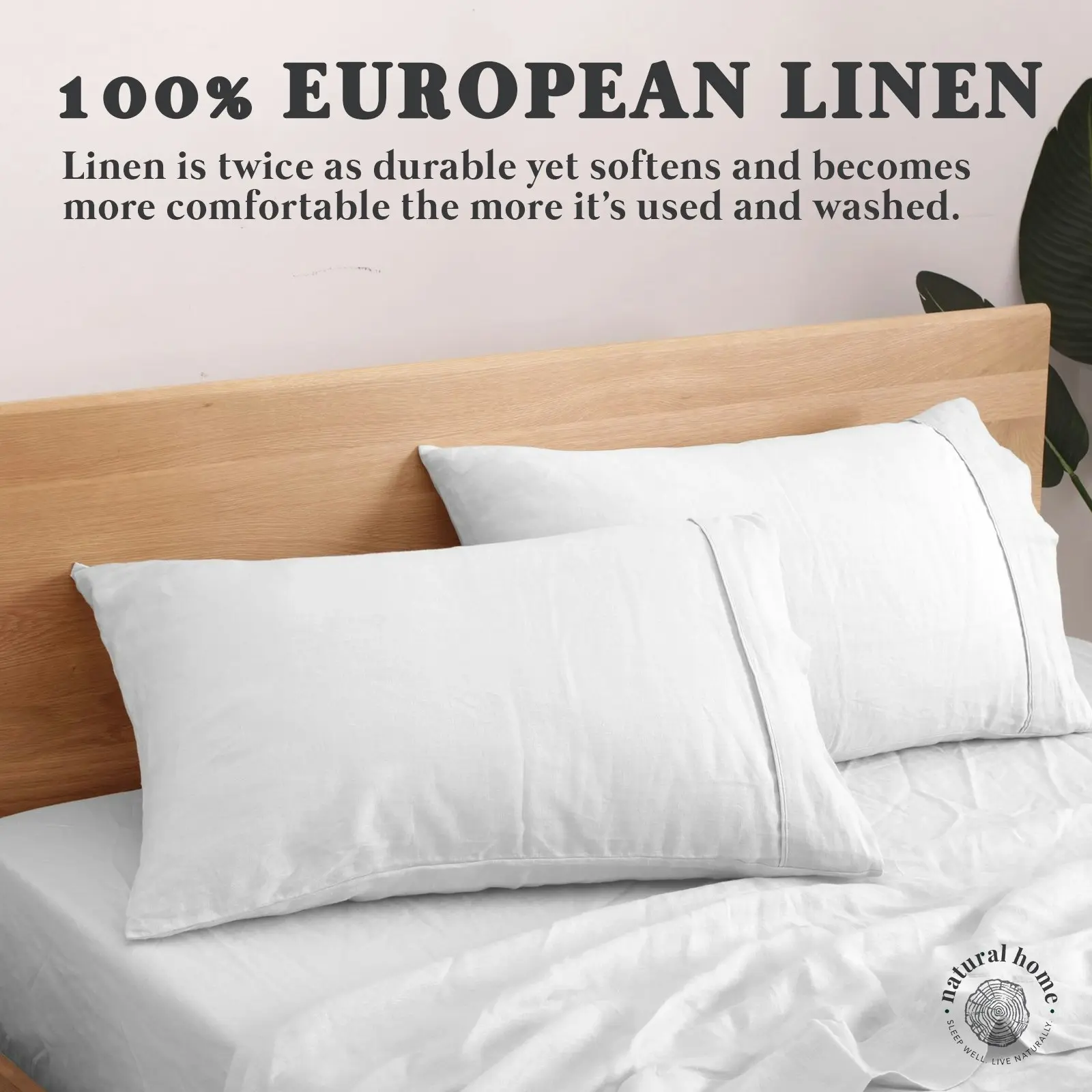 Natural Home 100% European Flax Linen Sheet Set White Single Bed