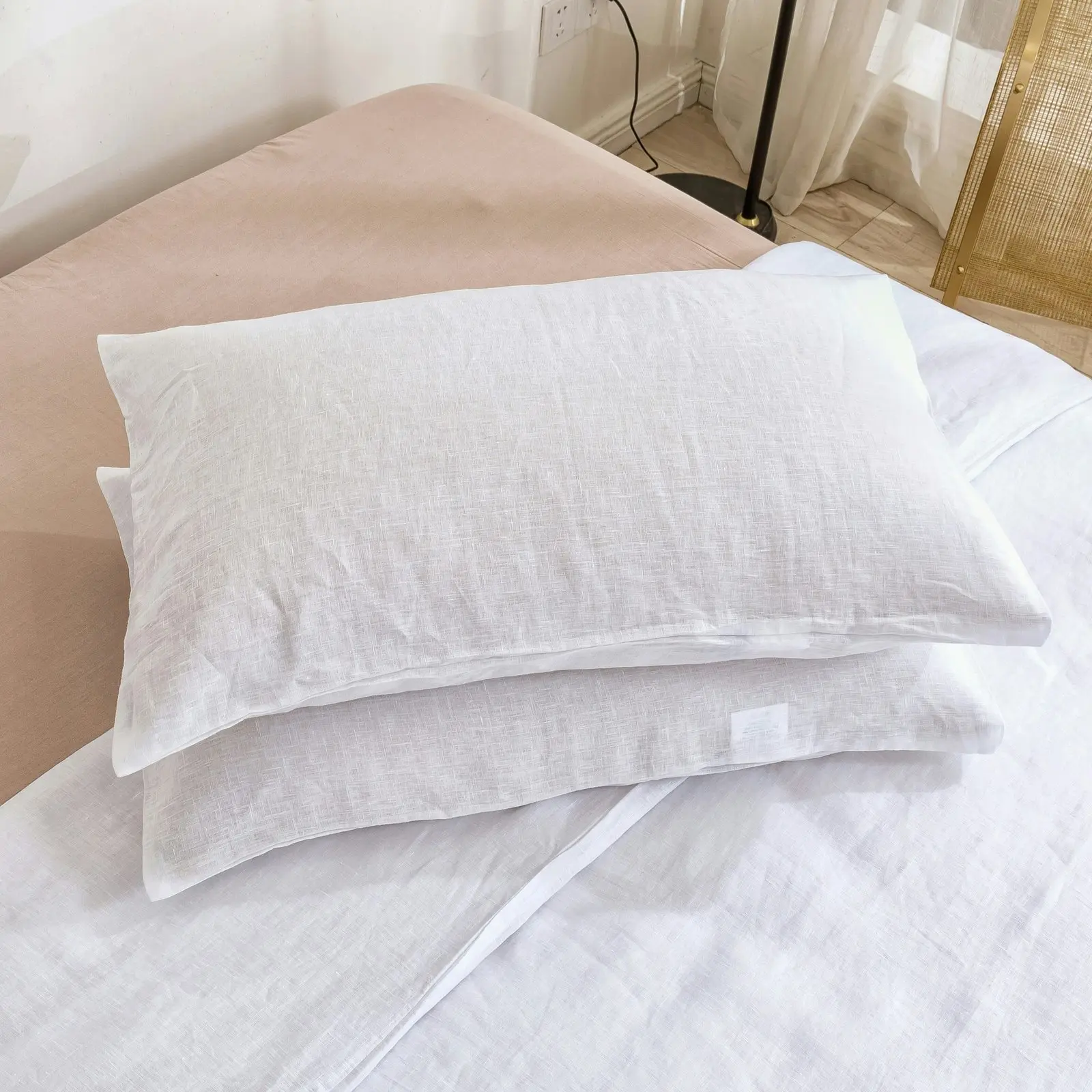 Natural Home 100% European Flax Linen Sheet Set White Single Bed