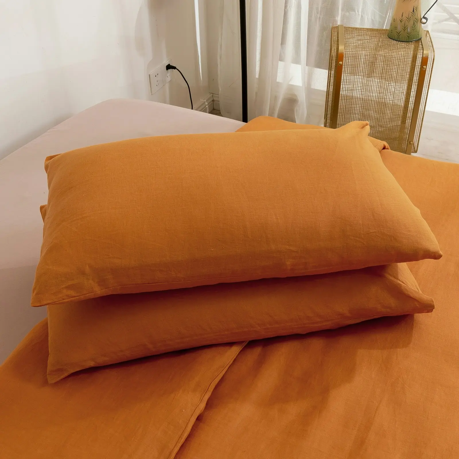 Natural Home 100% European Flax Linen Sheet Set - Rust - Single Bed