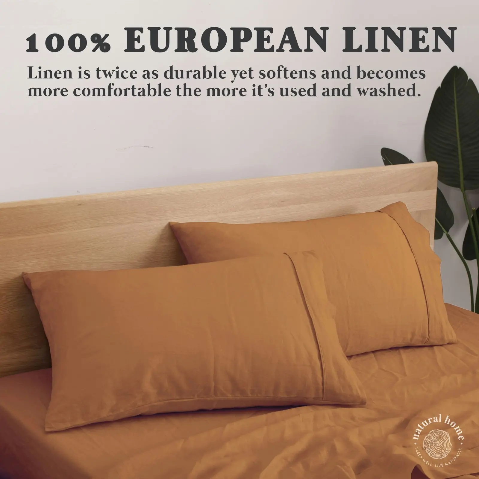 Natural Home 100% European Flax Linen Sheet Set - Rust - Single Bed