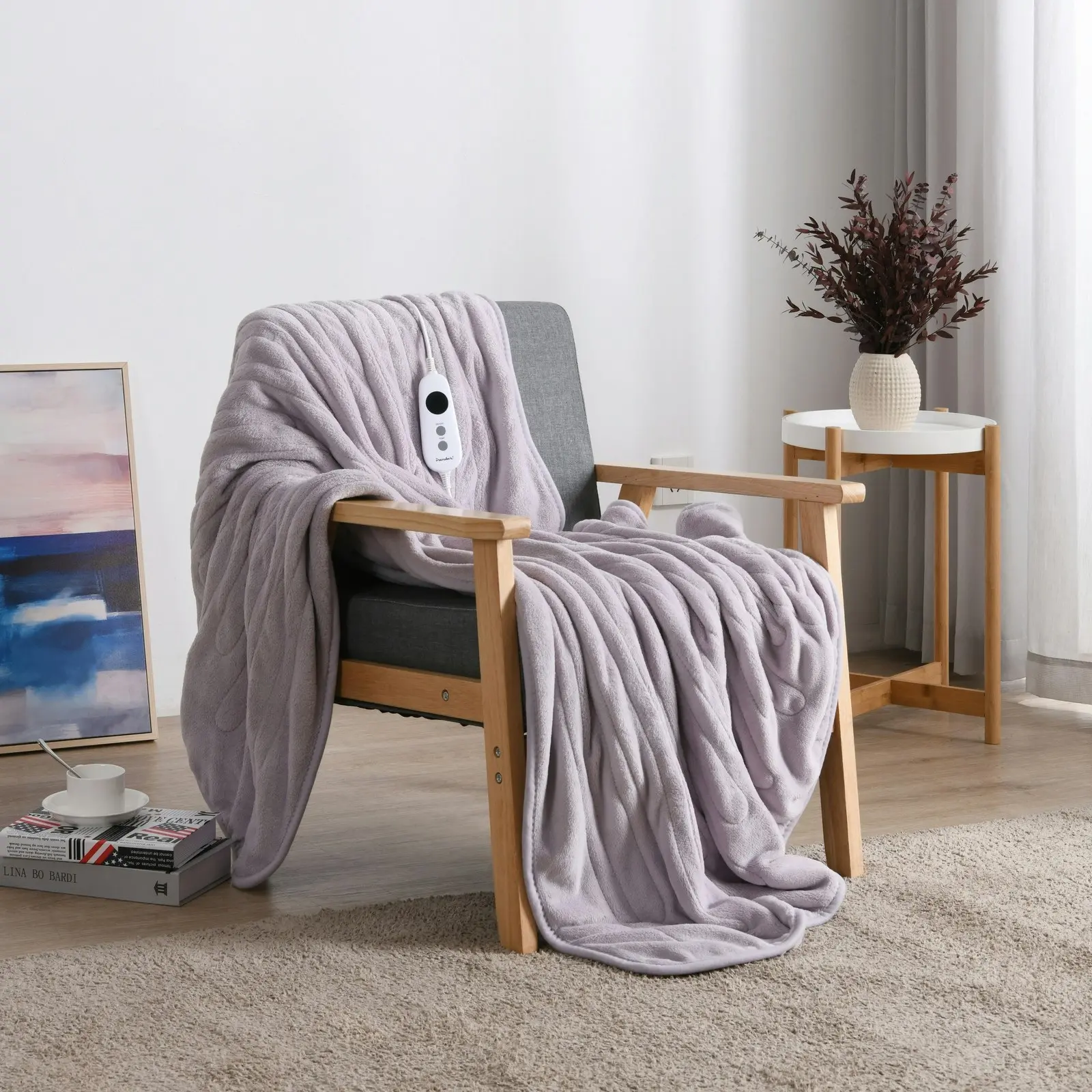 Dreamaker Coral Fleece Electric Heated Throw Blanket Lavender 160 x 120cm