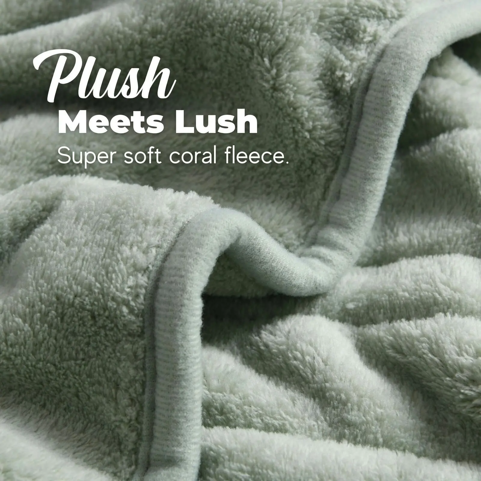 Dreamaker Coral Fleece Electric Heated Throw Blanket Sage 160 x 120cm