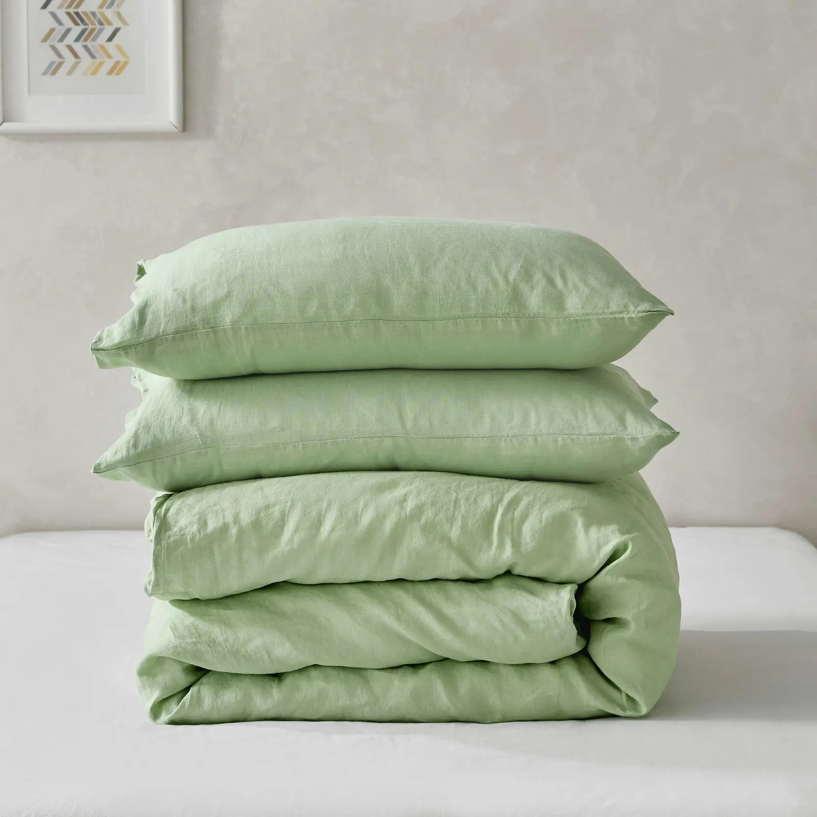 Natural Home Linen 100% European Flax Linen Quilt Cover Set - Sage - King Bed