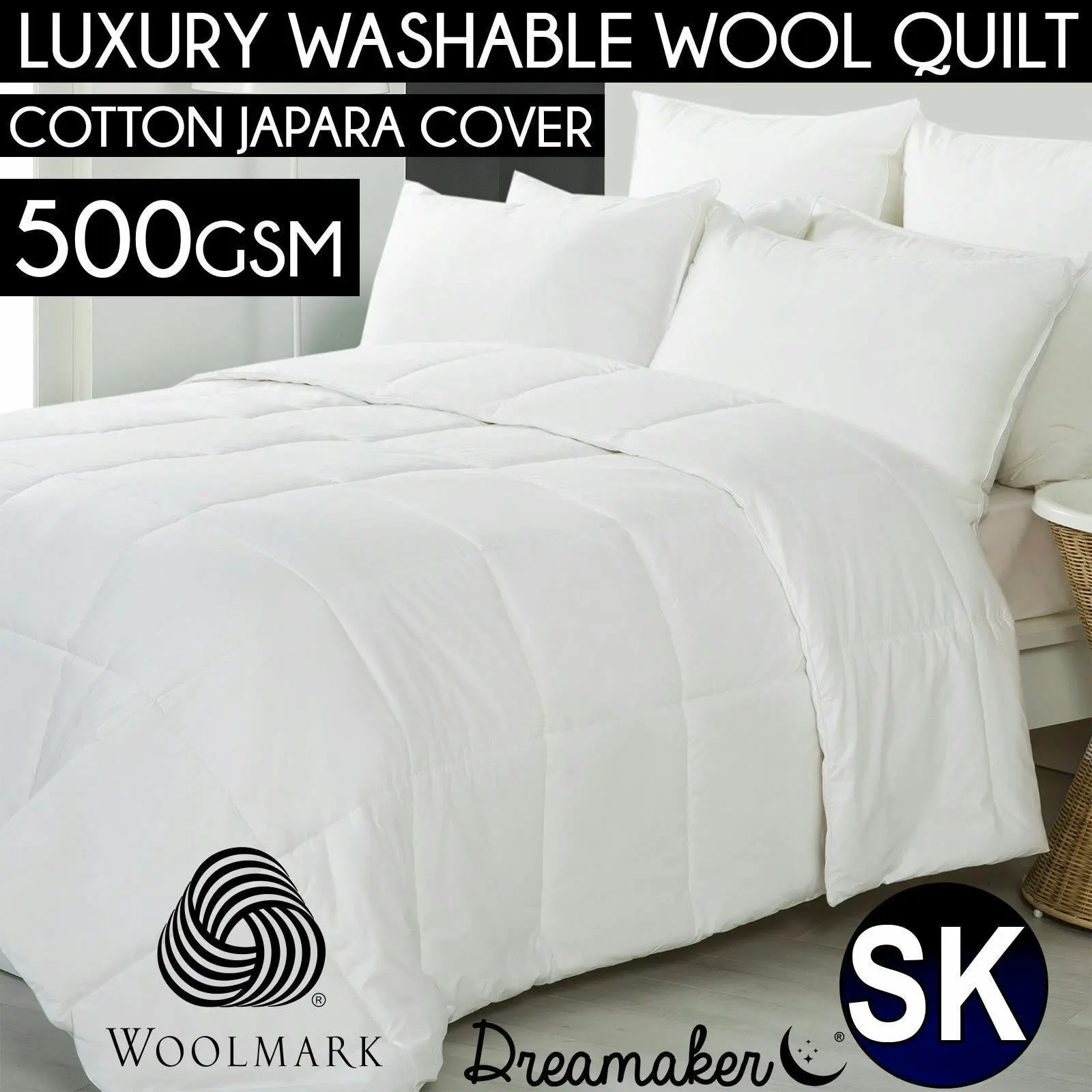 Dreamaker 500GSM Australian Washable Wool Quilt Super King Bed