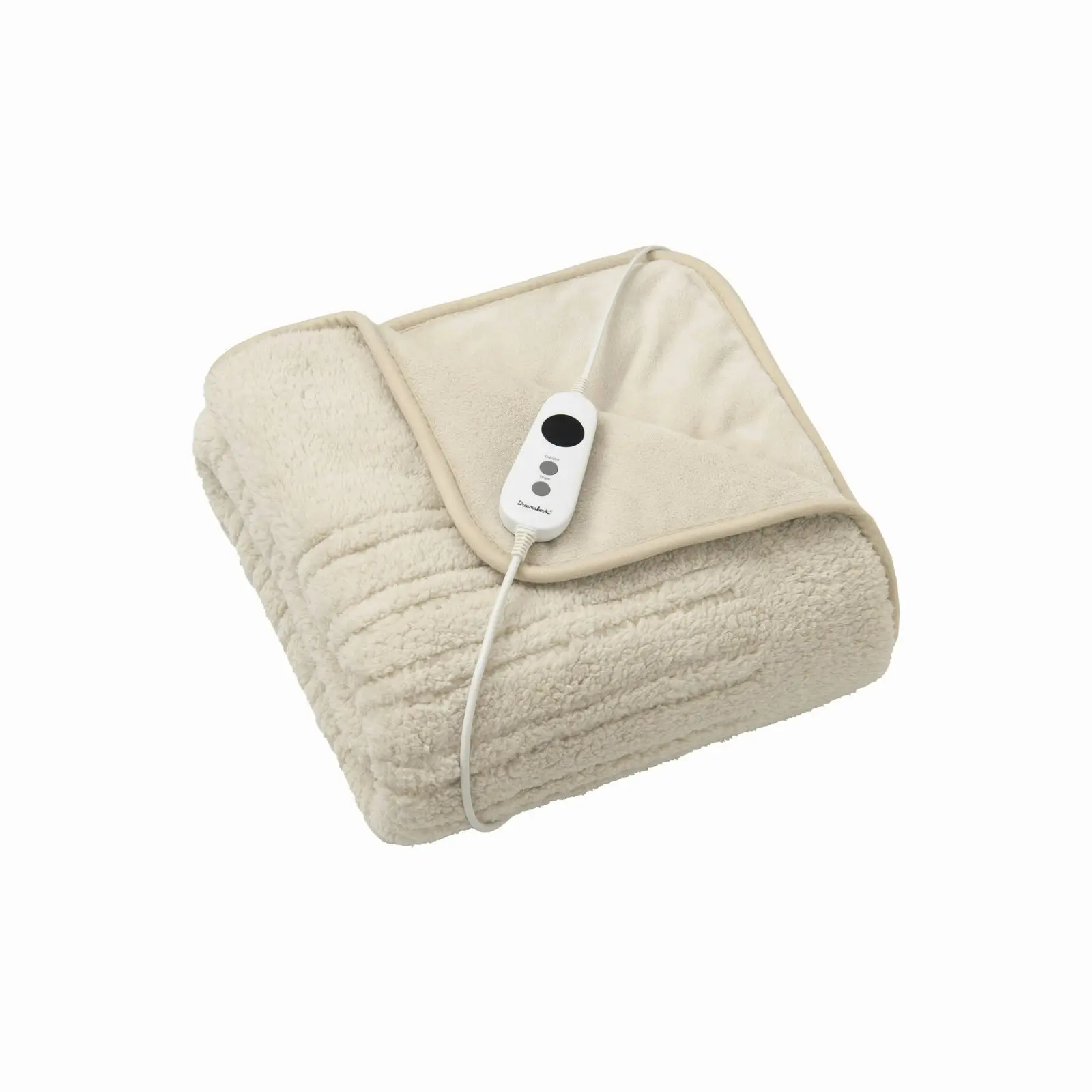 Dreamaker Reversible Sherpa & Coral Fleece Heated Throw Cream 160 x 120cm