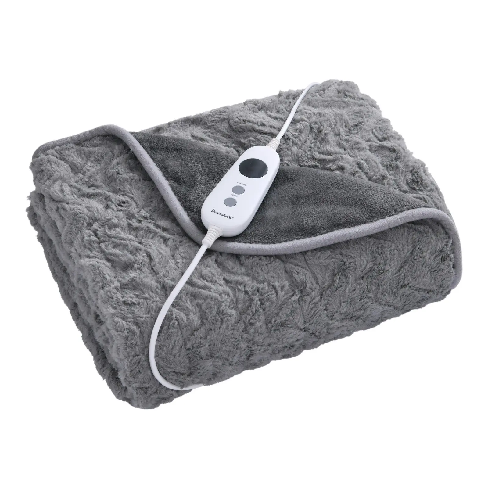 Dreamaker 500Gsm Faux Fur Heated Throw Silver 160 x 120cm