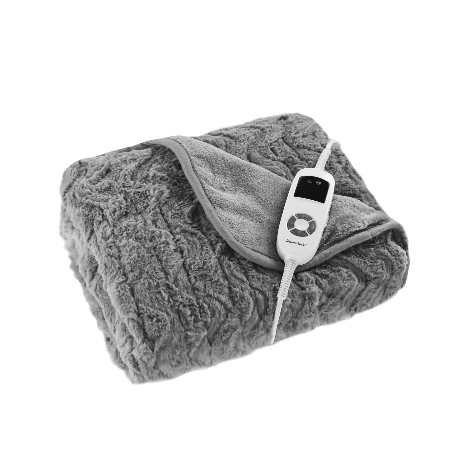 Dreamaker 500Gsm Faux Fur Heated Throw Silver 160 x 120cm