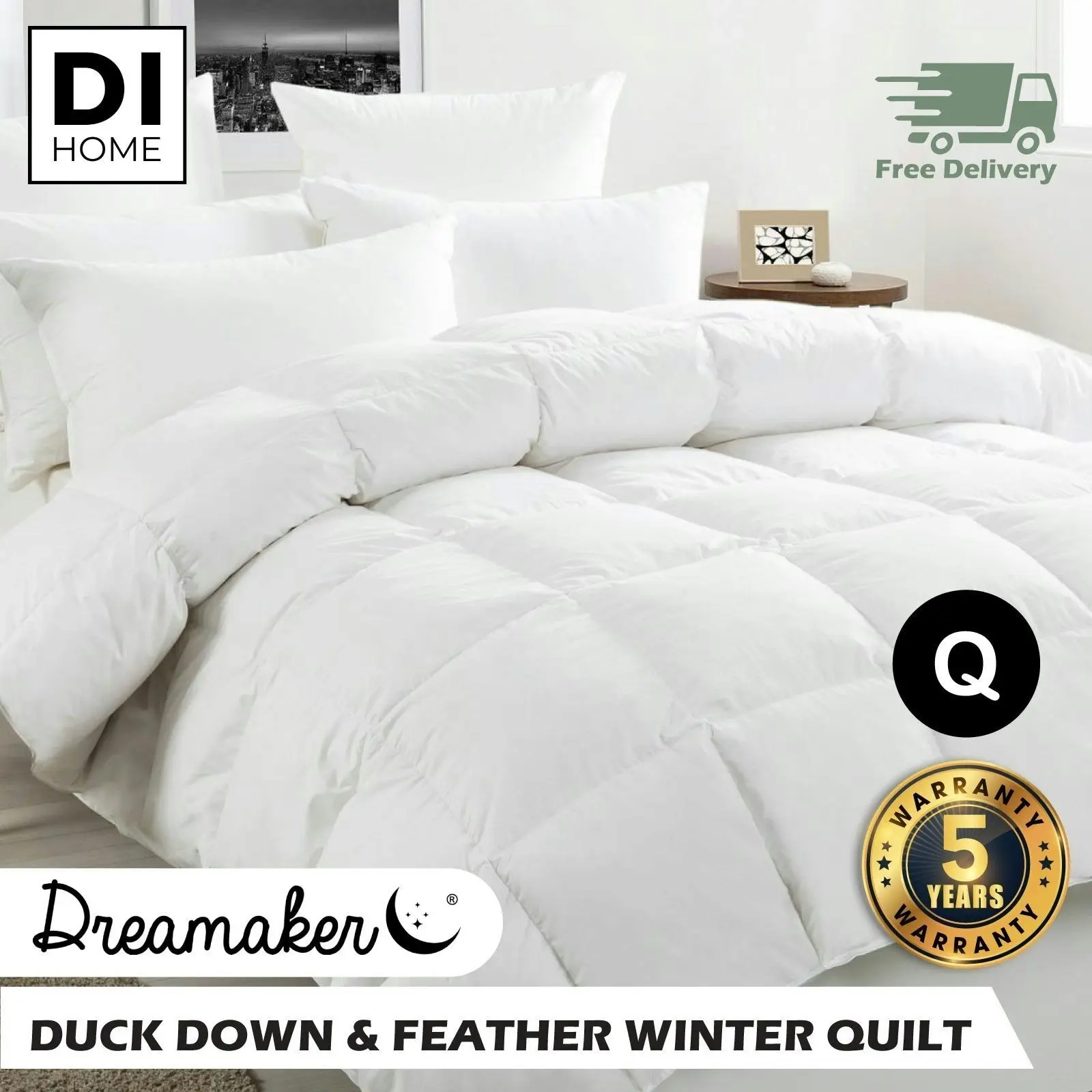 9009193 Dreamaker White Duck Down &Feather Quilt-5 QB