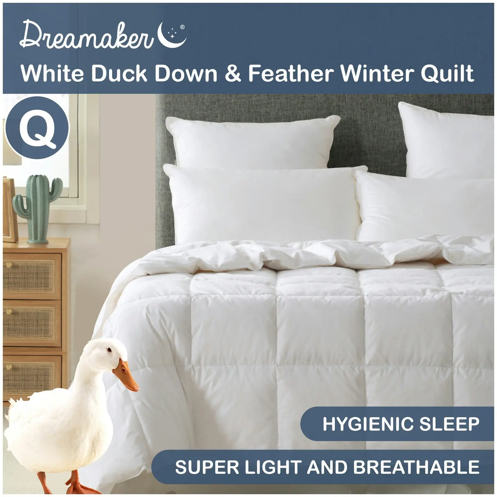 9009193 Dreamaker White Duck Down &Feather Quilt-5 QB