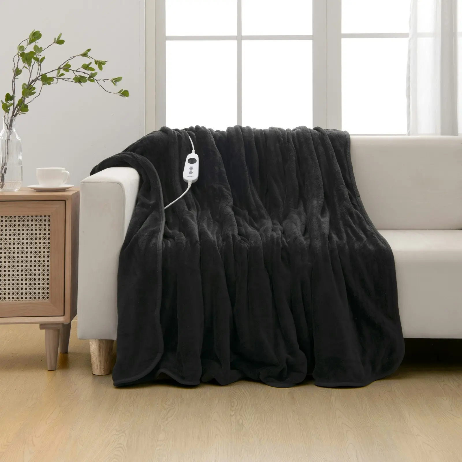 Dreamaker Coral Fleece Heated Throw Charcoal 200 x 180cm