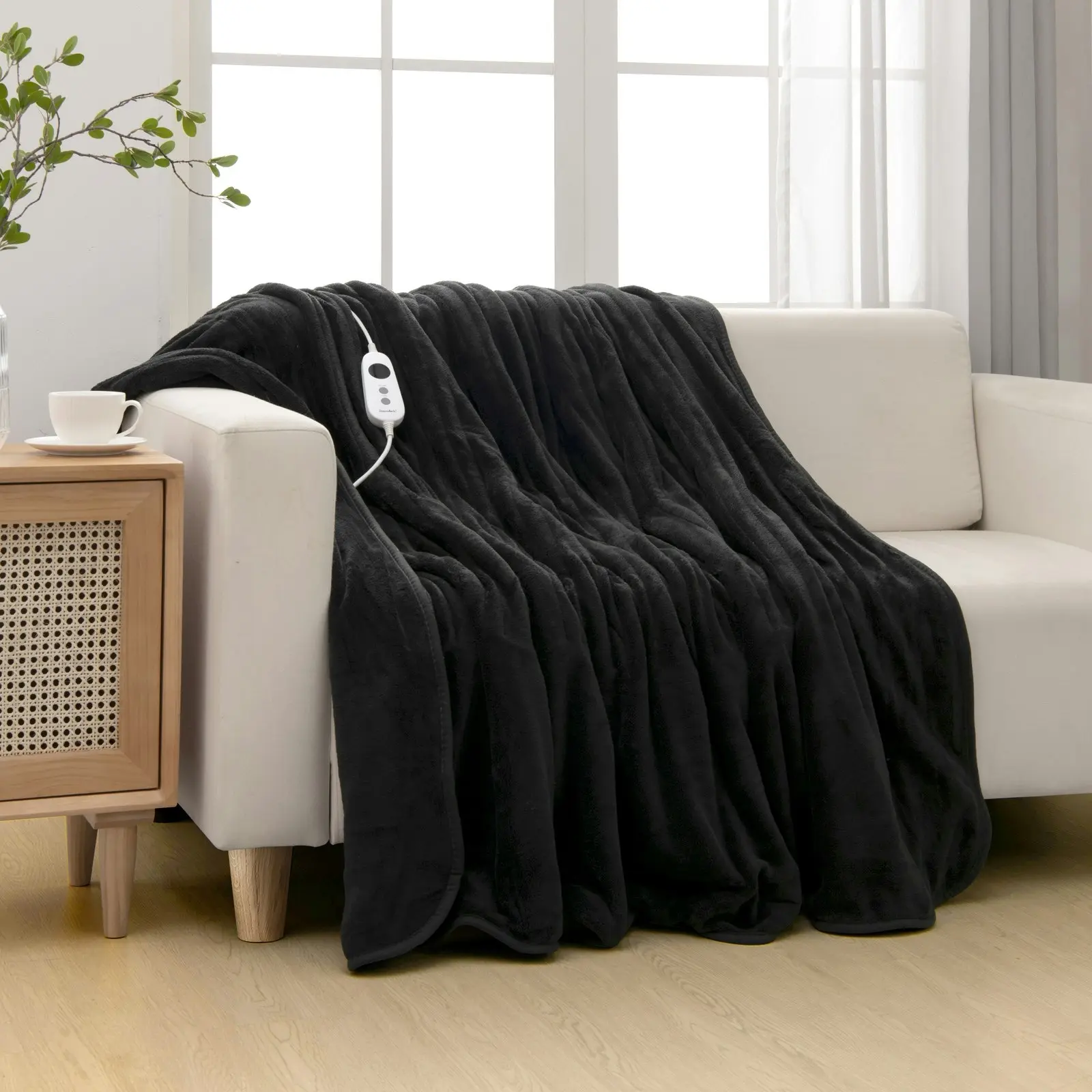 Dreamaker Coral Fleece Heated Throw Charcoal 200 x 180cm