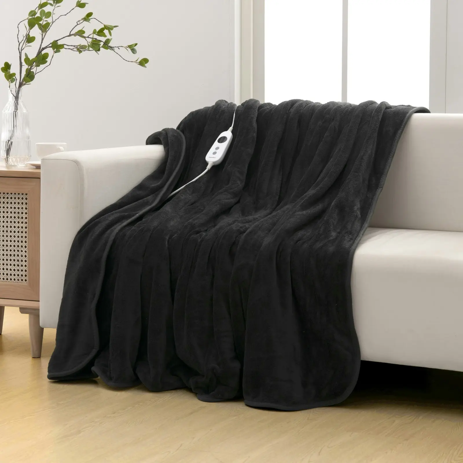 Dreamaker Coral Fleece Heated Throw Charcoal 200 x 180cm