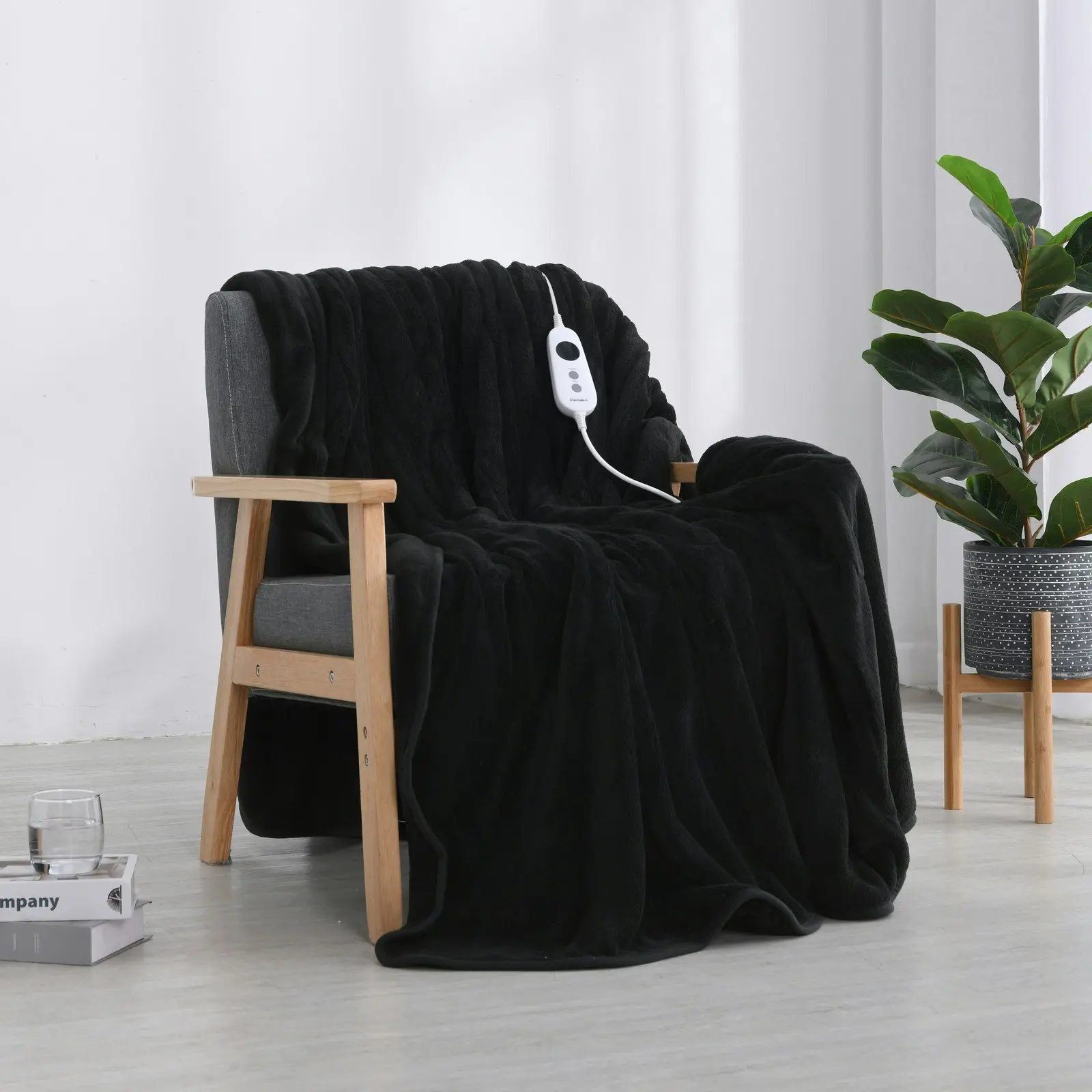 Dreamaker Coral Fleece Heated Throw Charcoal 200 x 180cm