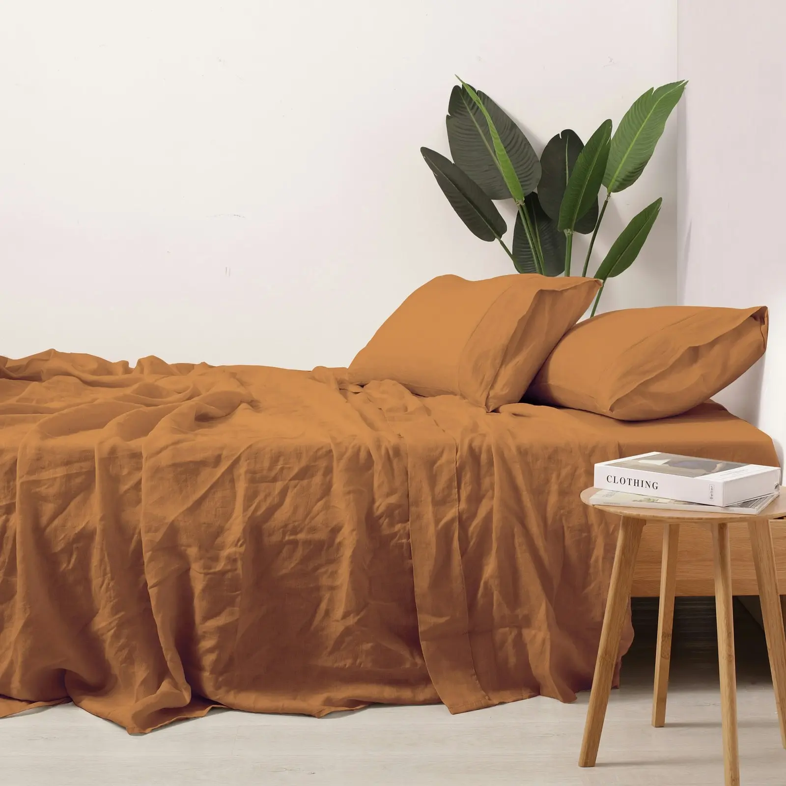 7007222 Natural Home Linen Sheet Set QB RUST