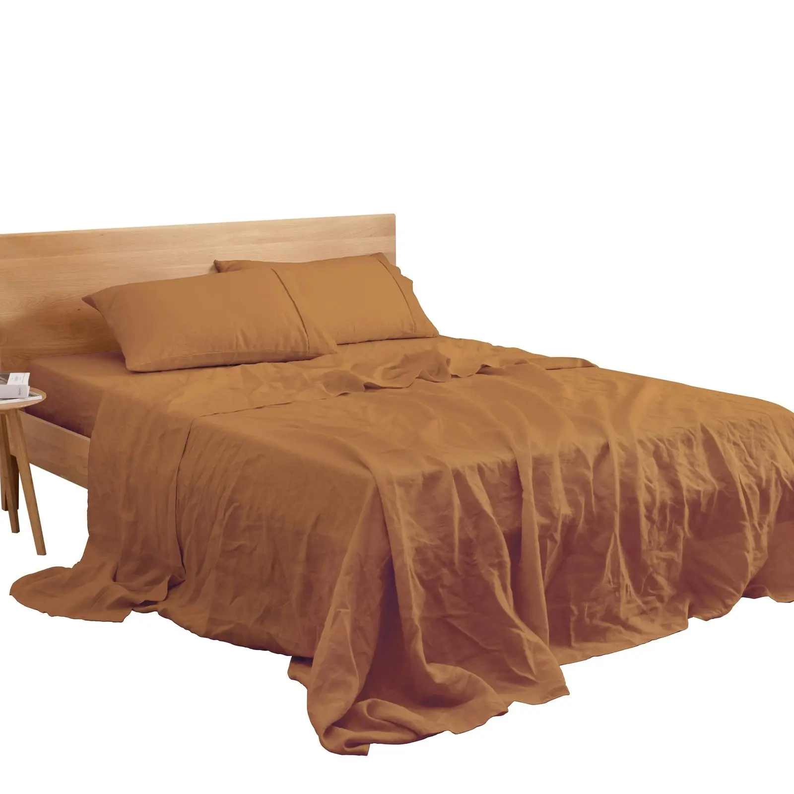 7007222 Natural Home Linen Sheet Set QB RUST