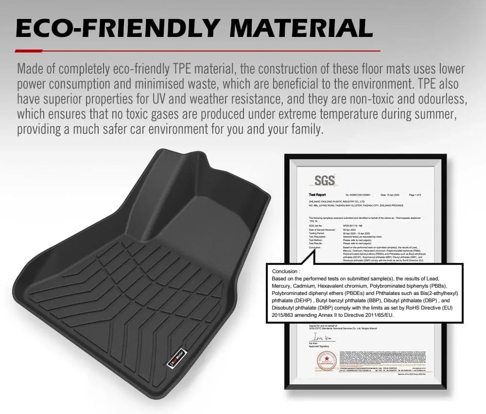 Kiwi Master 3D TPE Car Floor Mats Fit Tesla Model Y 2022-ON