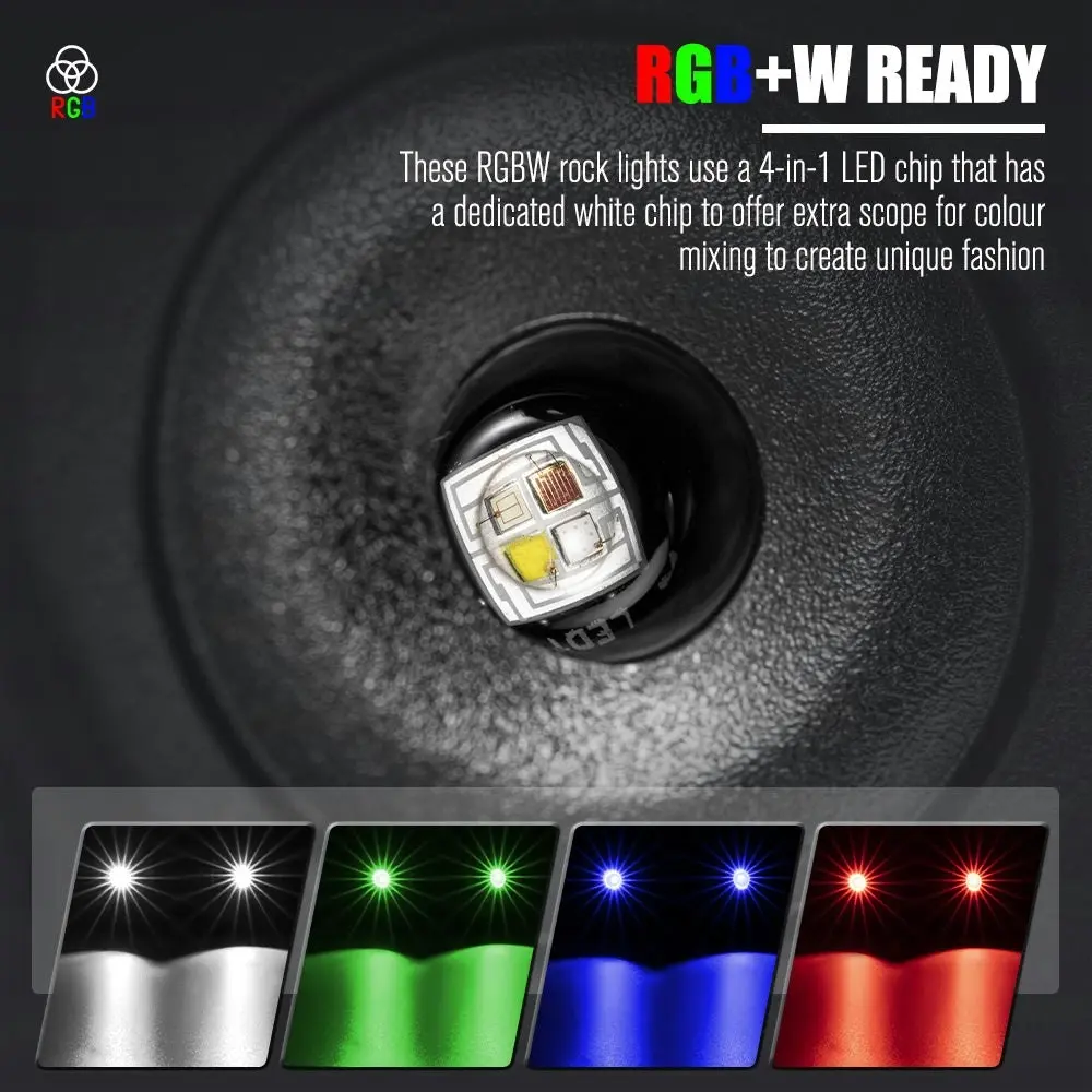 Lightfox RGBW LED Rock Lights - 4 Pack