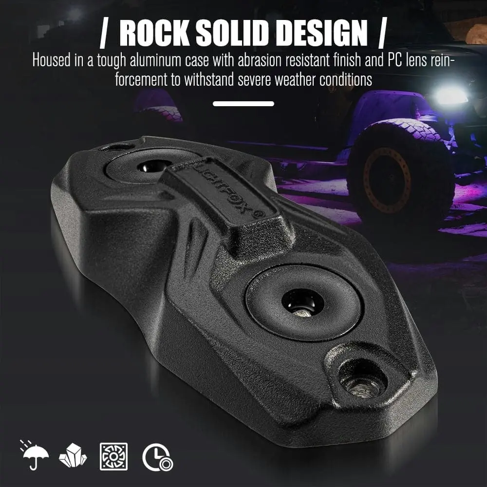 Lightfox RGBW LED Rock Lights - 4 Pack