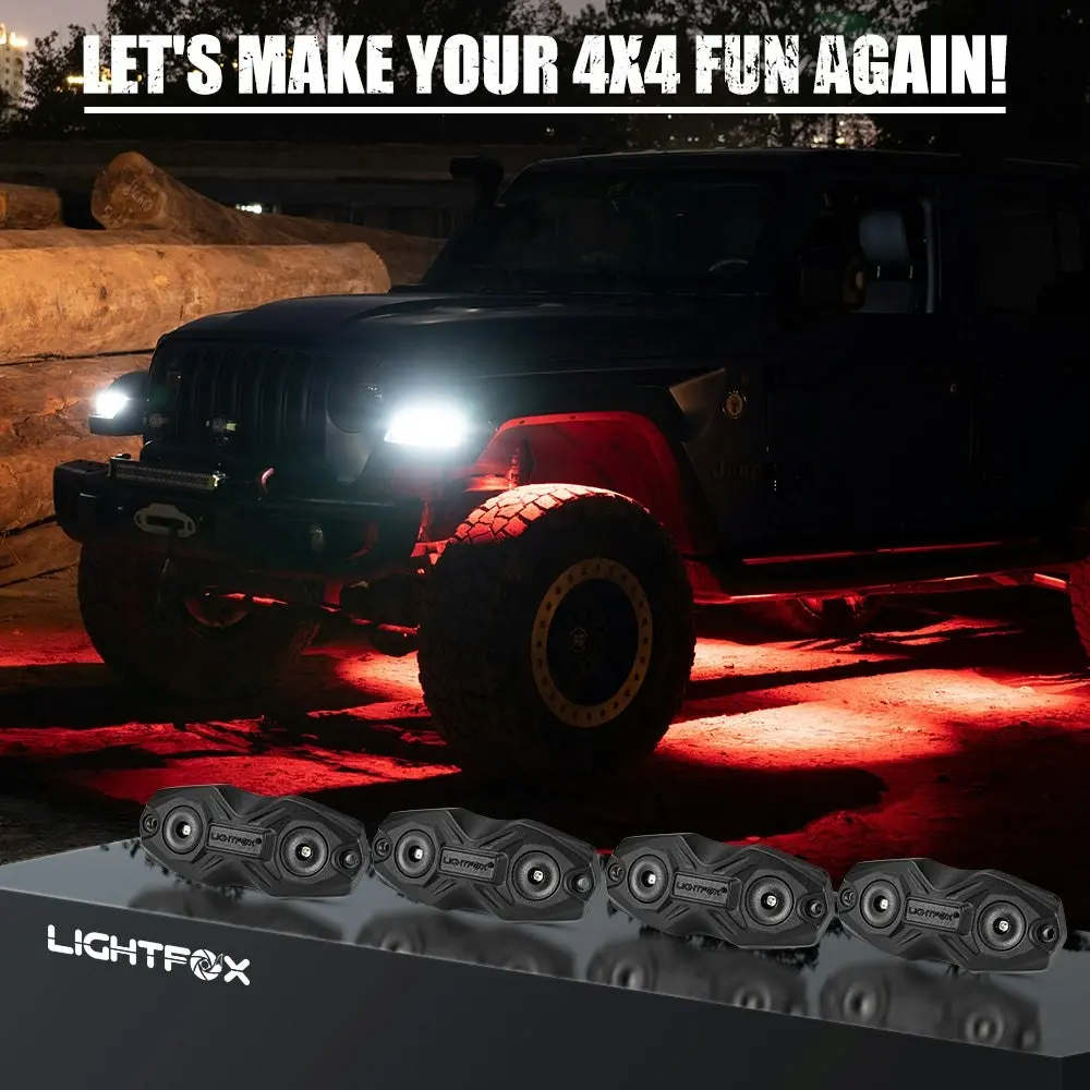 Lightfox RGBW LED Rock Lights - 4 Pack