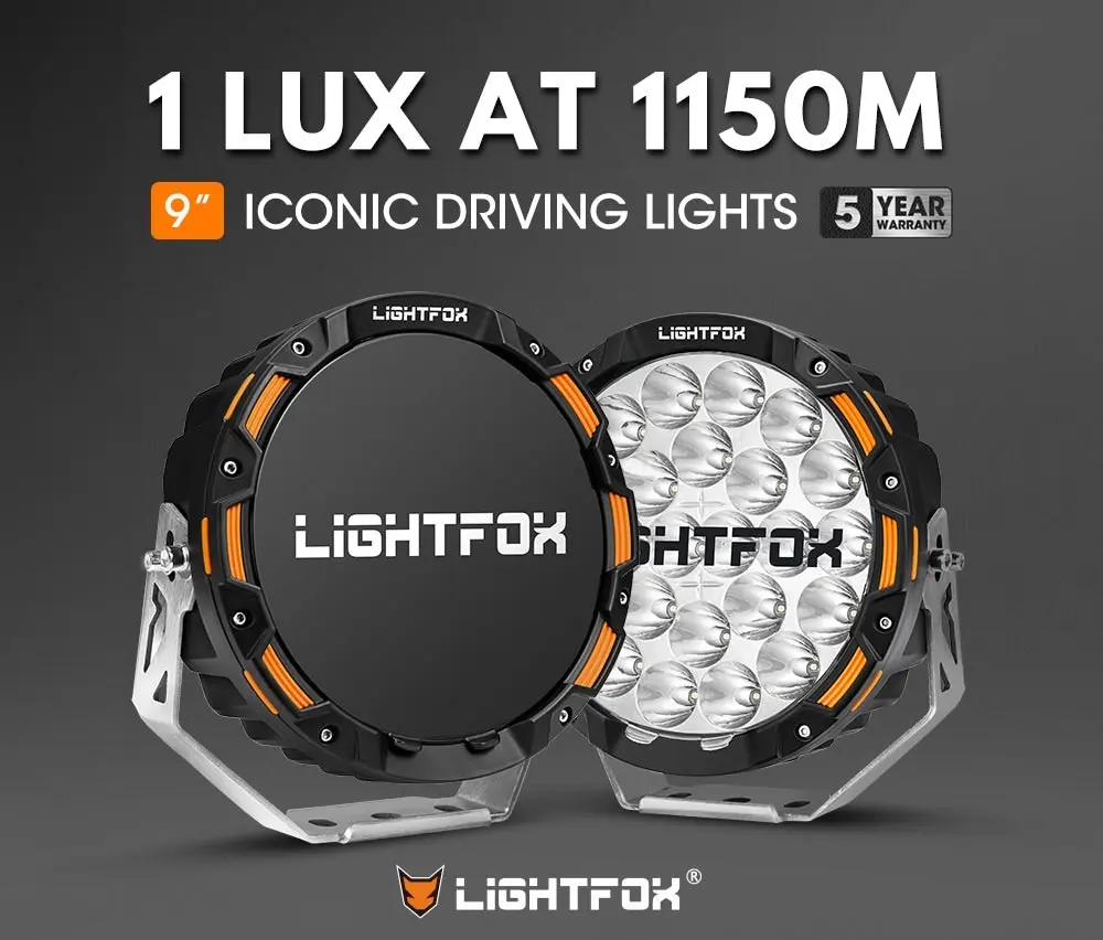 Iconic Series Pair 9inch Osram LED Driving Light 1Lux @1,150m 20,200Lumens